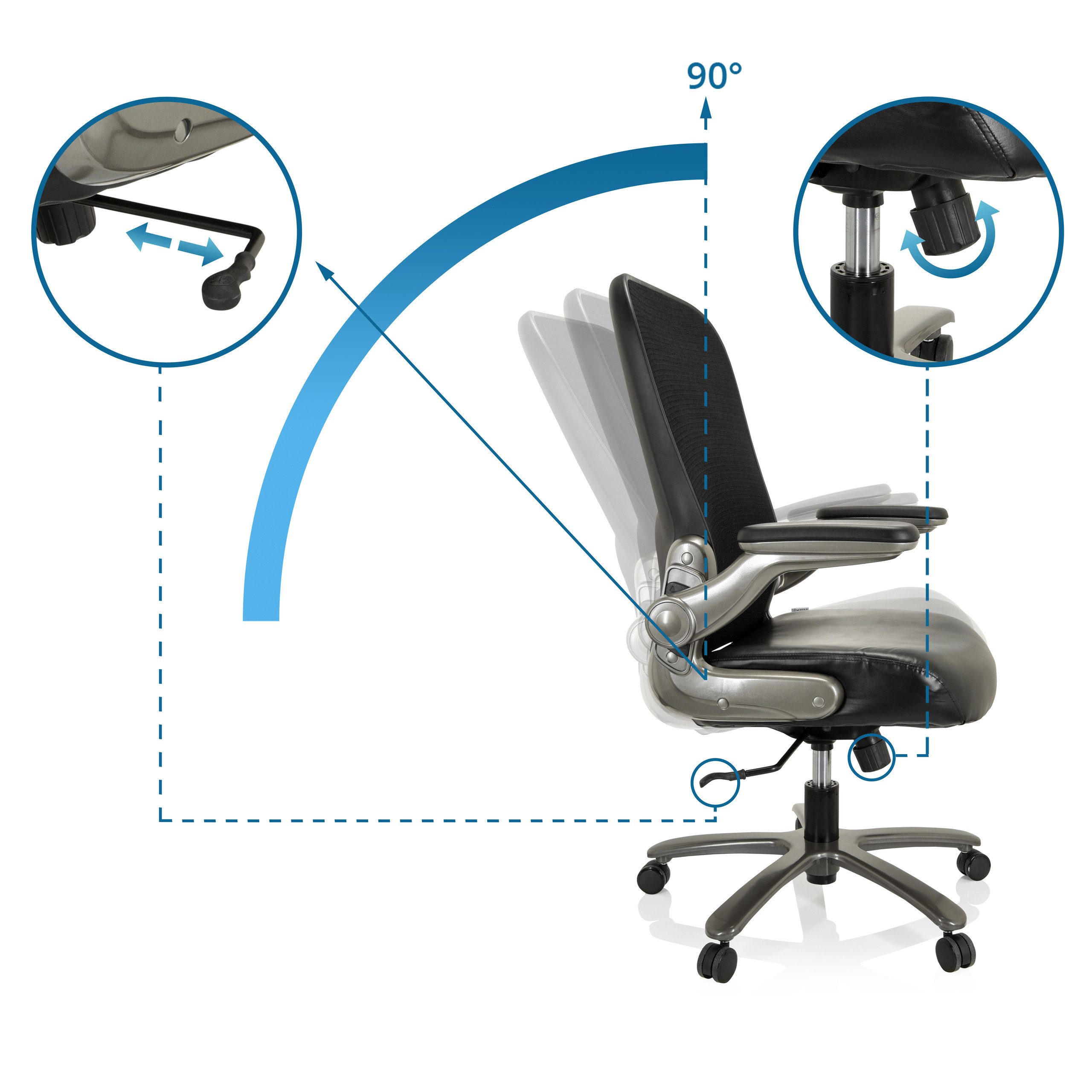 hjh OFFICE Drehstuhl XXL Drehstuhl Instructor T I Kunstleder/Netzstoff (1 St), XXL Chefsessel Bürostuhl ergonomisch