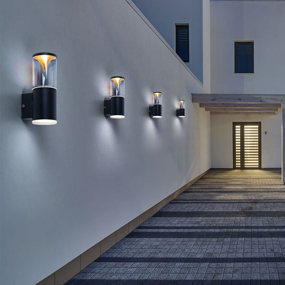EGLO Außen-Wandleuchte, Leuchtmittel inklusive, schwarz Wand Terrassen Lampe Fassaden LED Down UP Außen Beleuchtung Warmweiß