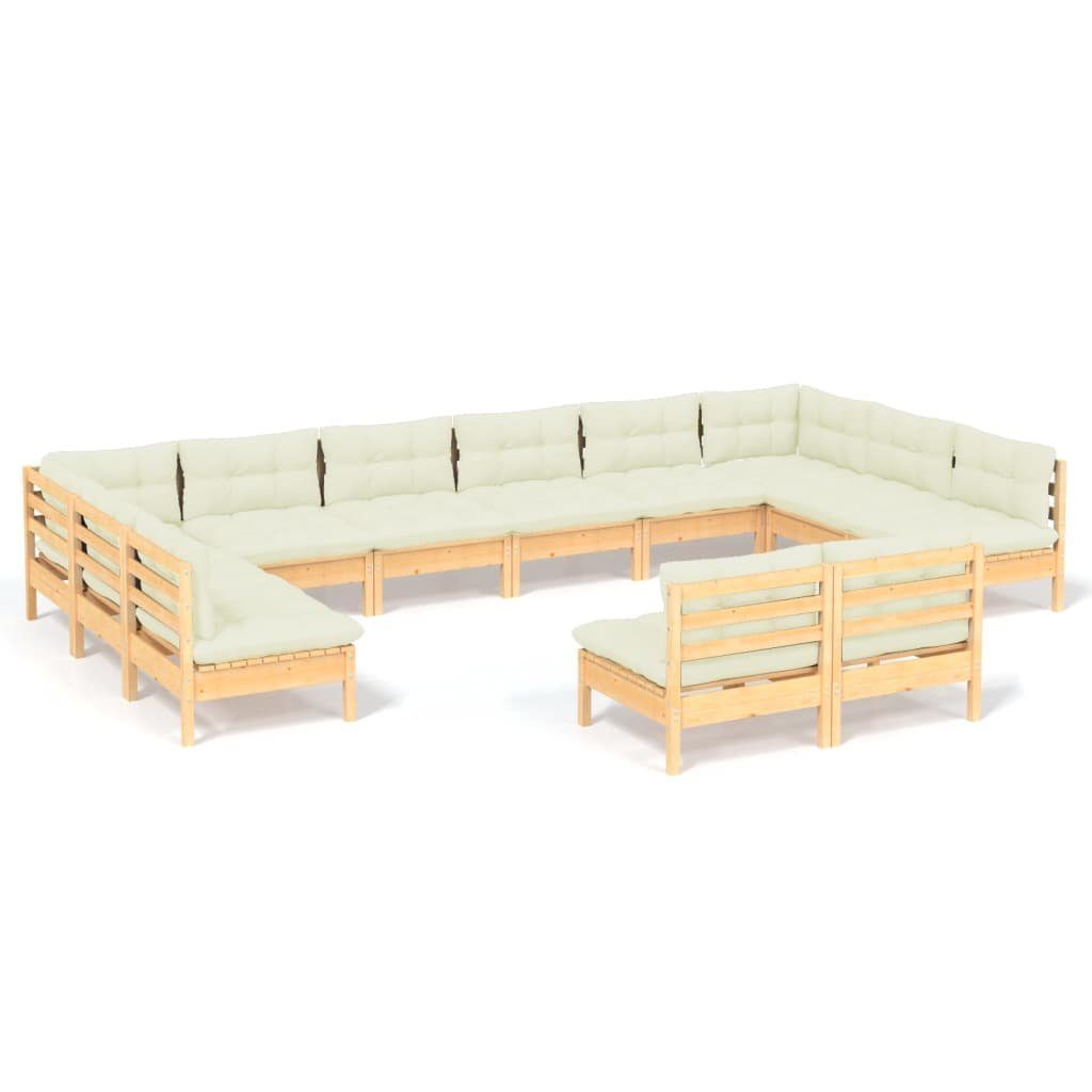 Merax Gartenlounge-Set, 12-teilig aus Kiefernholz für 12 Personen,  Gartenmöbel Set aus Holz und Kissen, garten Lounge Sofa Outdoor Couch Set  Sitzgruppe Sofagarnitur
