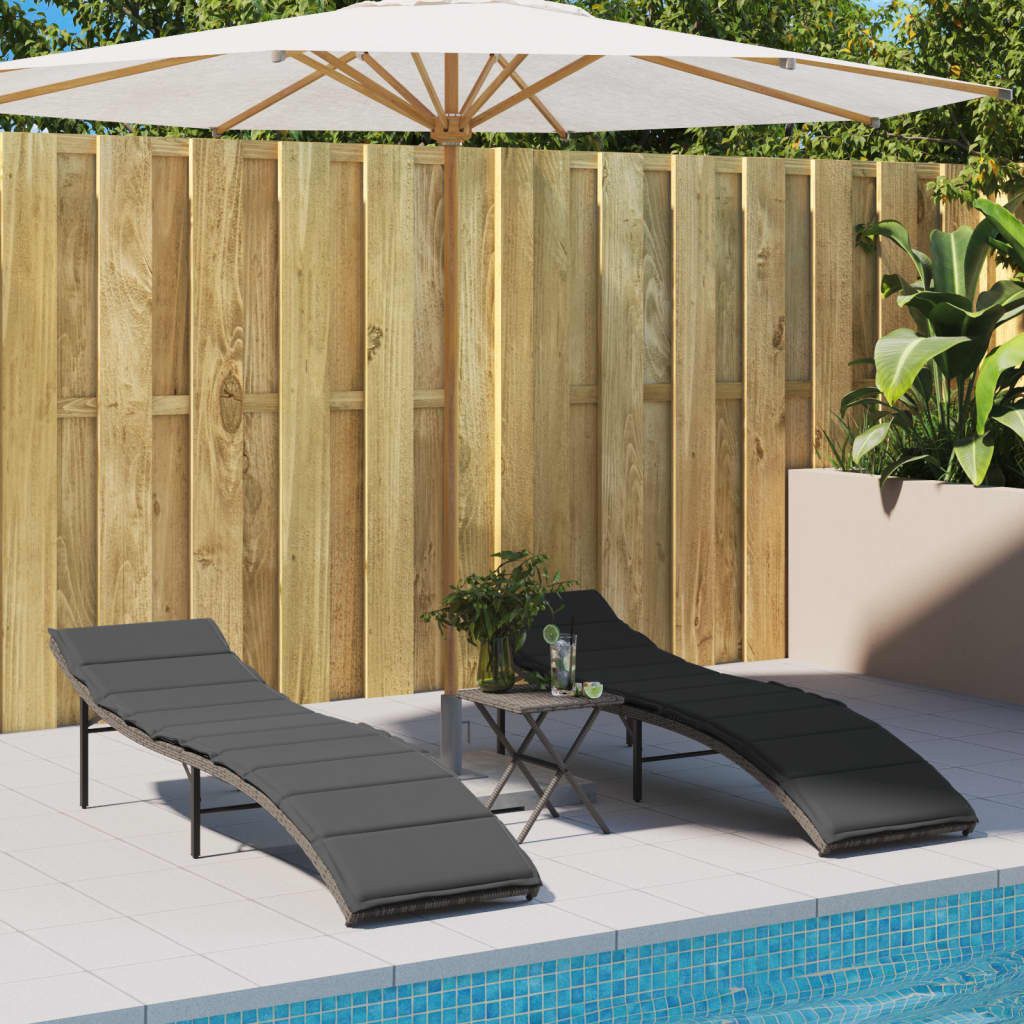 vidaXL Gartenliege Sonnenliege mit Kissen Grau günstig online kaufen