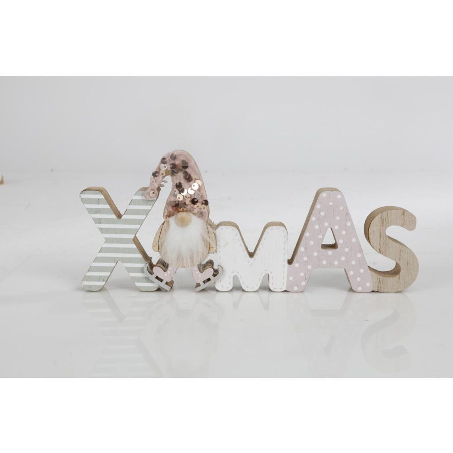 Dekofigur 12x Weihnachts Schriftzug XMAS aus Holz