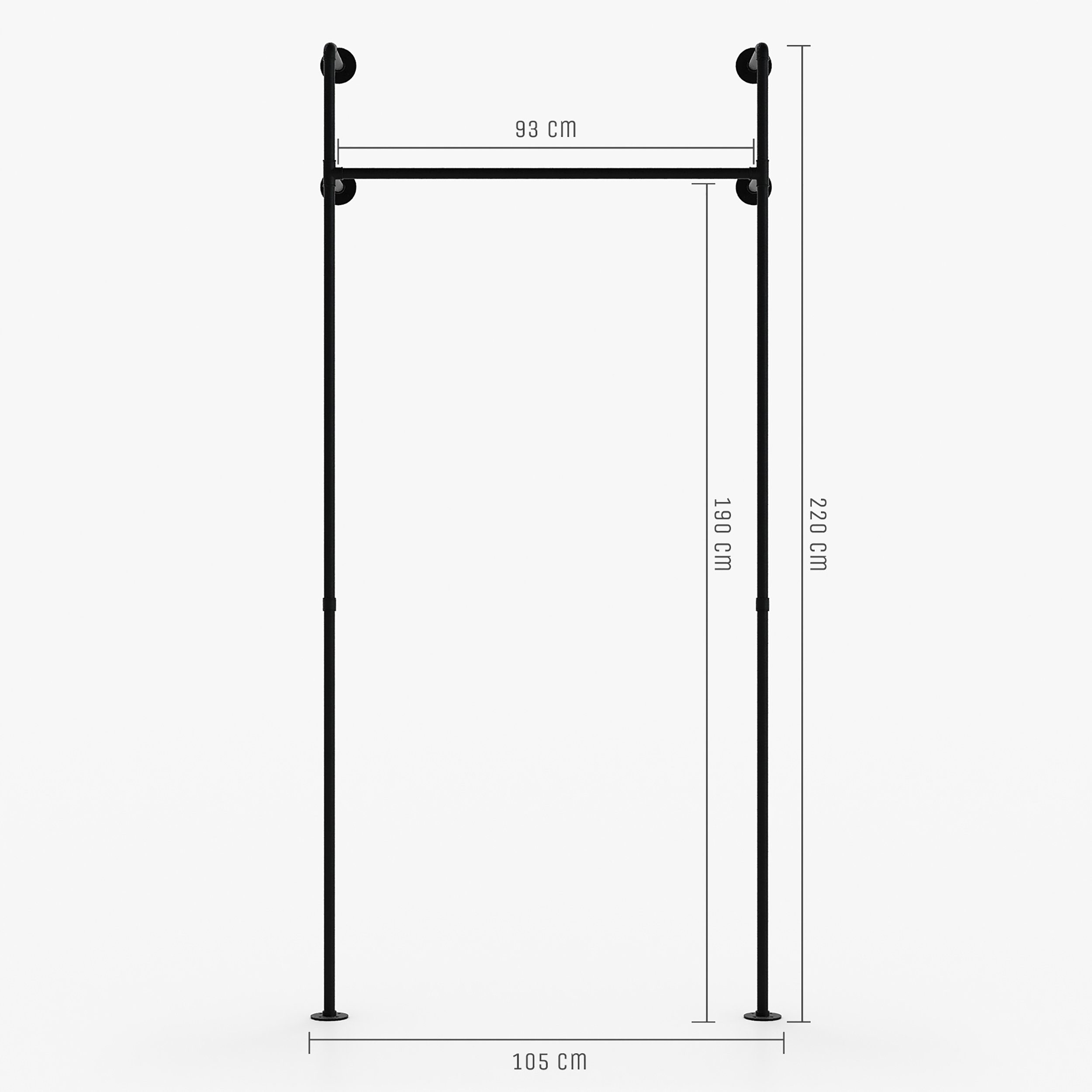 zur Garderobenständer Industrie im Wandmontage KIM, pamo. design Kleiderschrank offener schwarz Design Kleiderständer