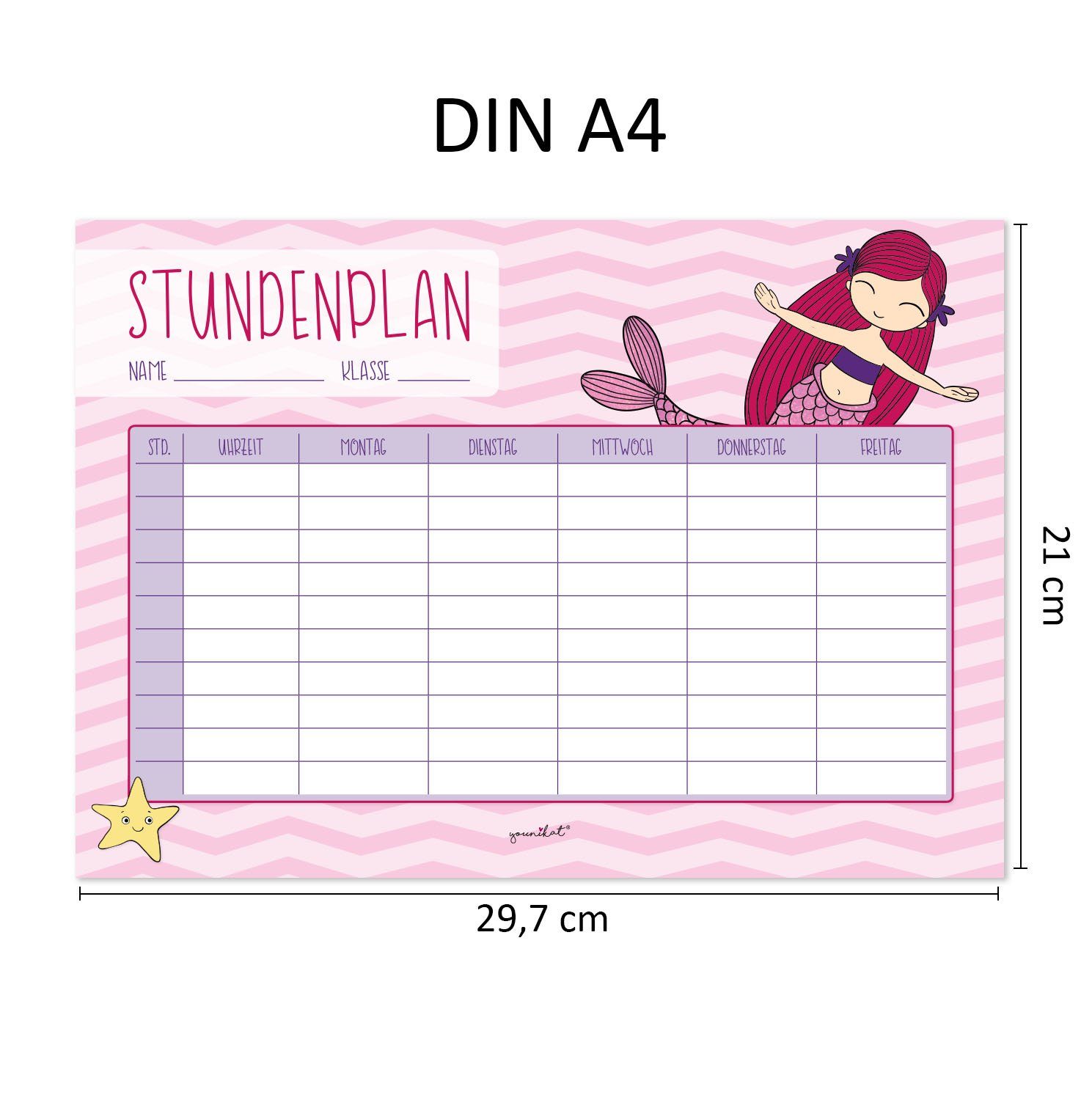 younikat Schülerkalender Meerjungfrau Stundenplan I DIN A4