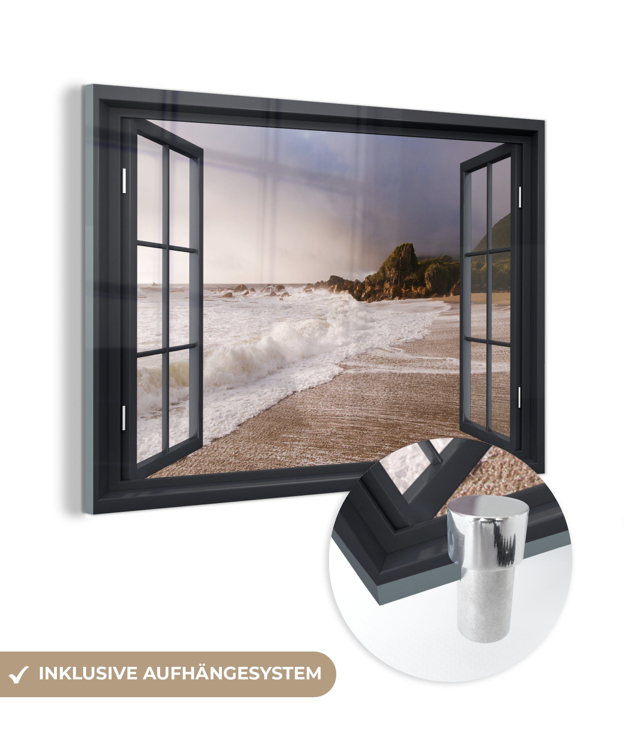 MuchoWow Acrylglasbild Aussicht - Meer - Strand, (1 St), Glasbilder - Bilder auf Glas Wandbild - Foto auf Glas - Wanddekoration
