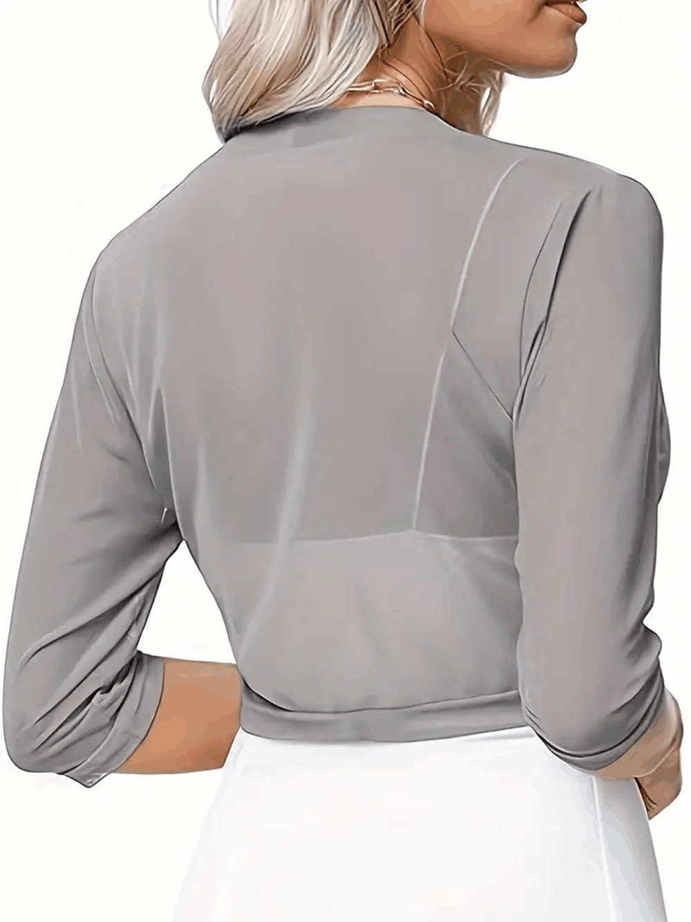 Zaewry Bolero Damen-Bolero aus Chiffon,Kurz Strickjacke Damen Offene 3/4 Ärmel Damen-Schaljacke / Cardigan — Leicht, kurzer Schnitt