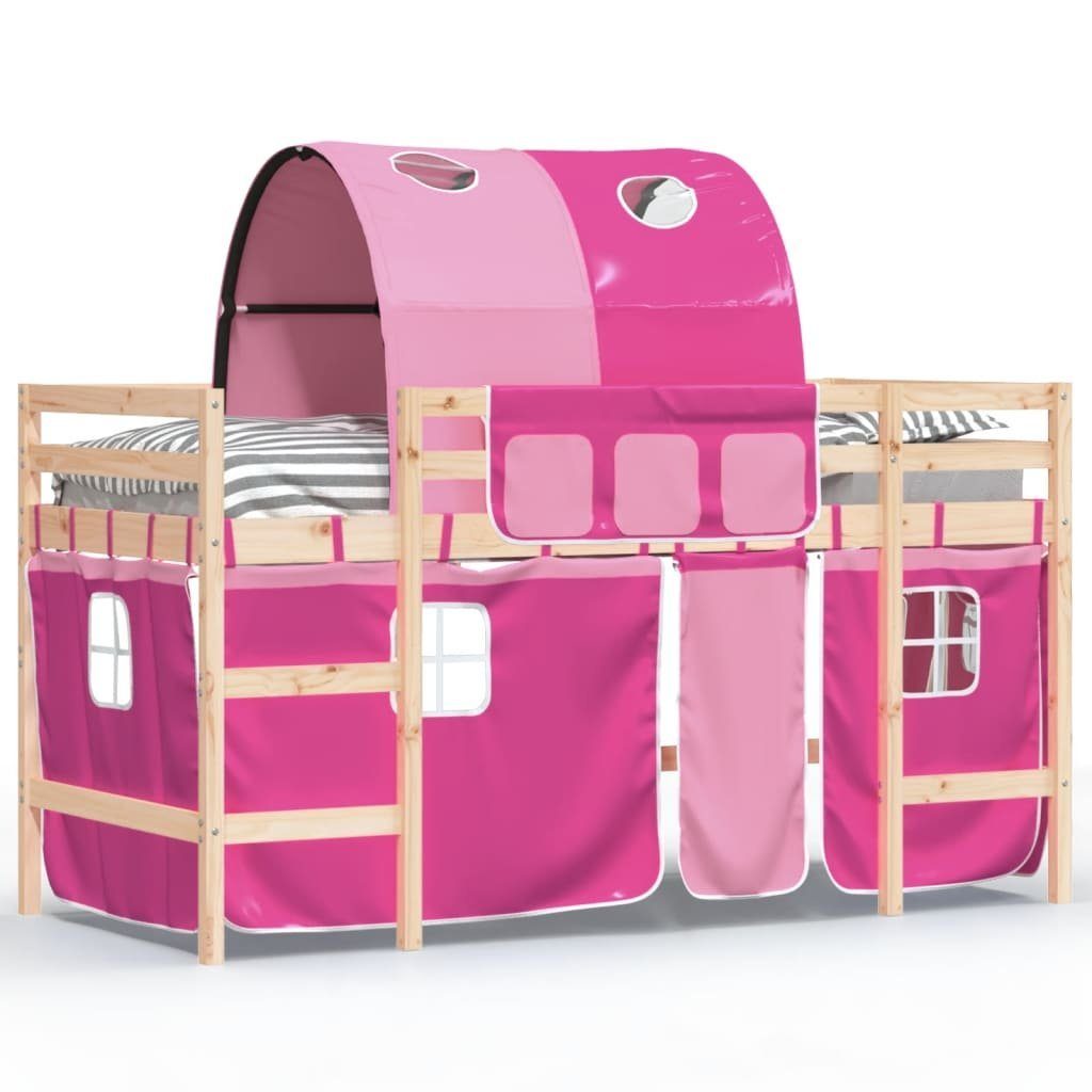 vidaXL Kinderbett 80 x 200 cm Kinderhochbett mit Tunnel Rosa 80x200 cm Massivholz Kiefer