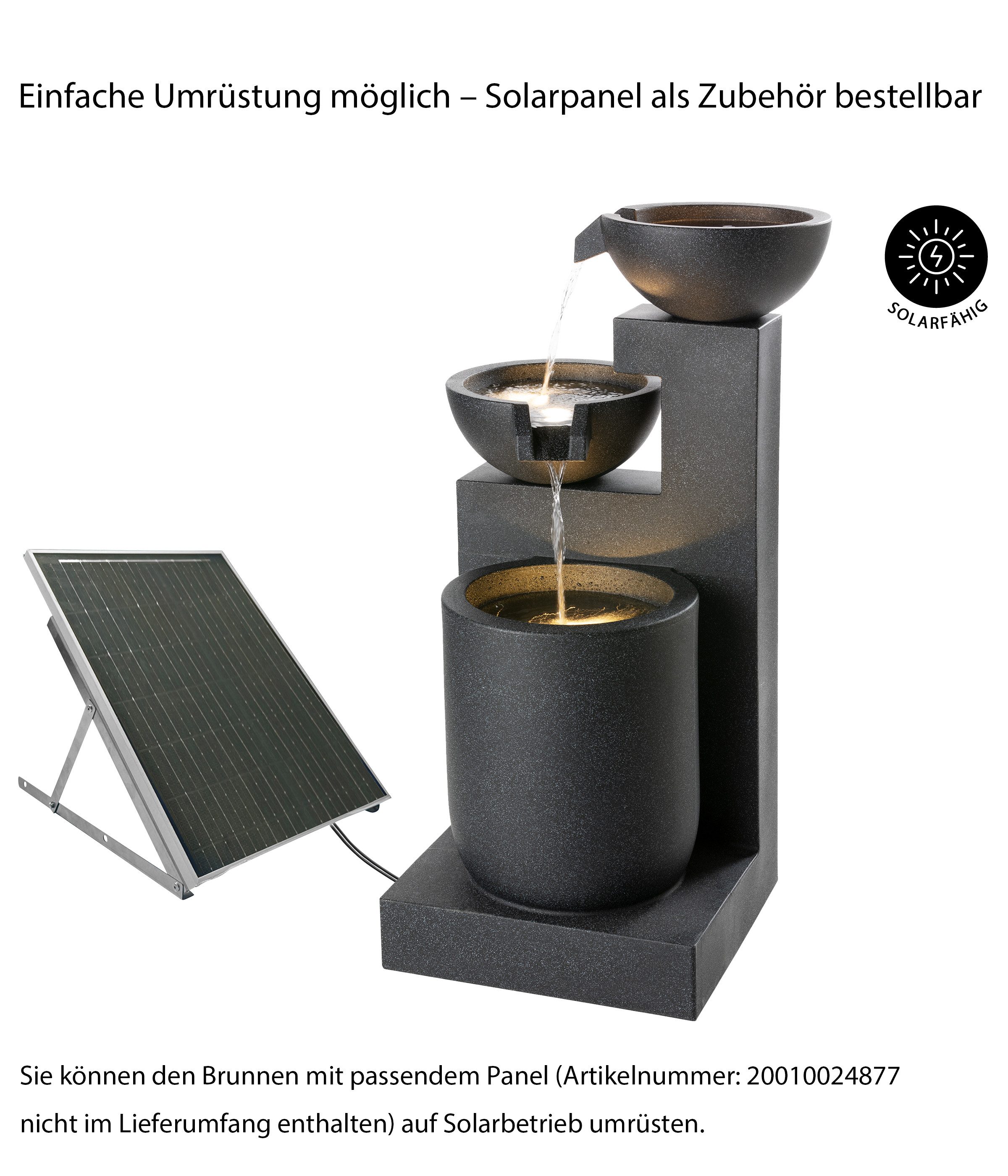 Dehner Gartenbrunnen Samson mit LED Beleuchtung, 100 x 54.5 x 54.5 cm, versch. Farben, 54,5 cm Breite, frostbeständig, wetterbeständiges Polyresin für den Außenbereich