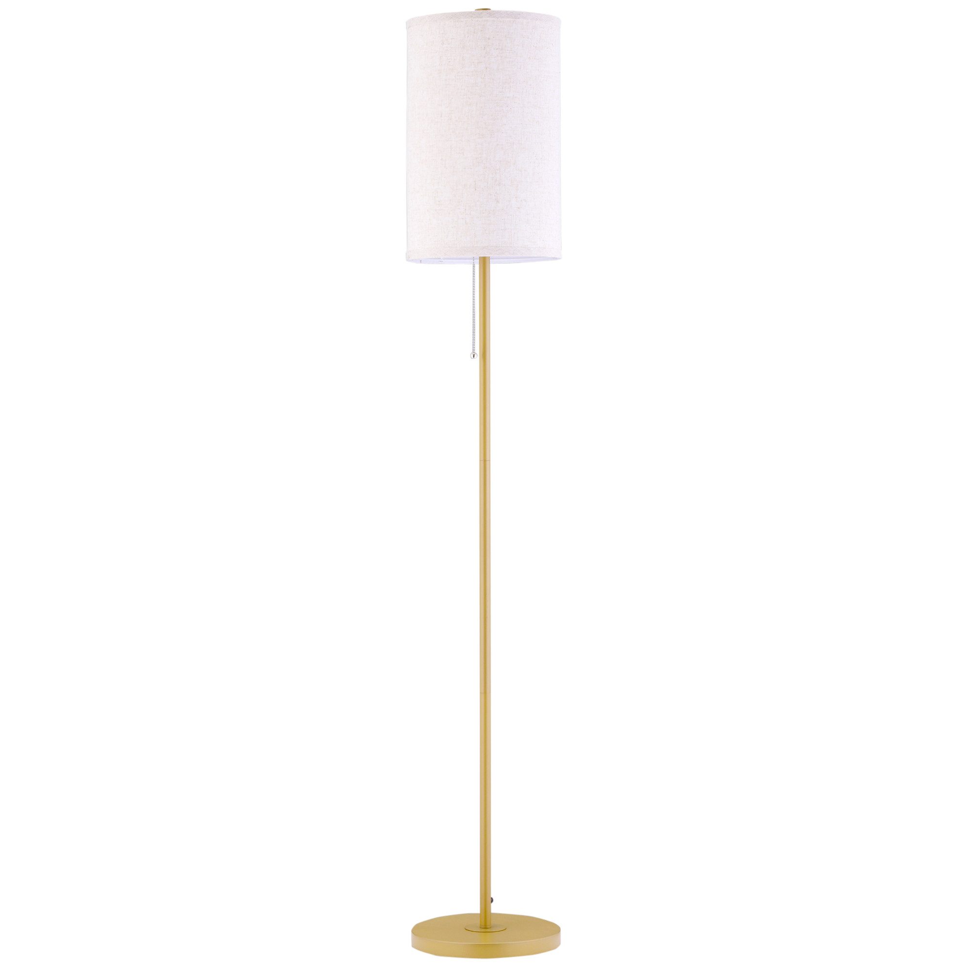 Stehlampe Wohnzimmer Stehleuchte mit Leinen Lampenschirm, Zugkettenschalter