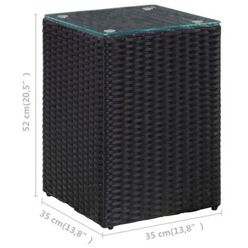vidaXL Beistelltisch Beistelltisch mit Glasplatte Schwarz 35x35x52 cm Poly Rattan (1-St)