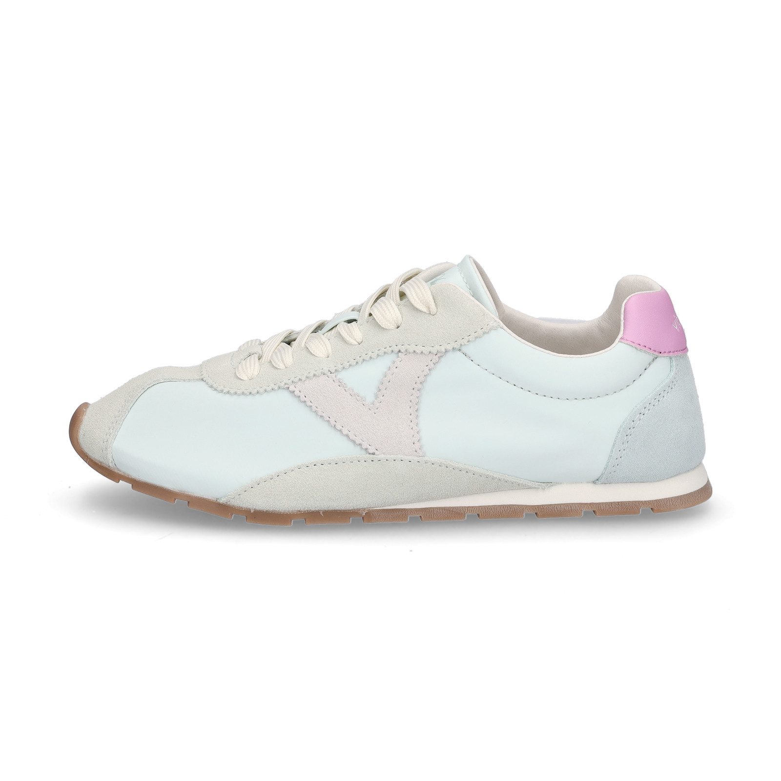 Victoria Aster Damen Sneaker Fersenpatch aus Glattleder in Kontrastfarbe