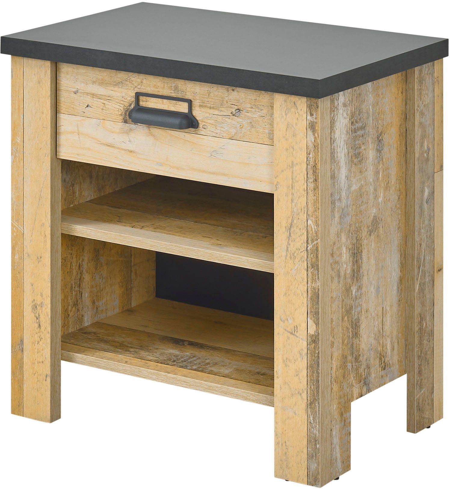 Home affaire Nachtkommode SHERWOOD, mit Apothekergriff aus Metall, Schubkasten "Soft close", Breite 60 cm