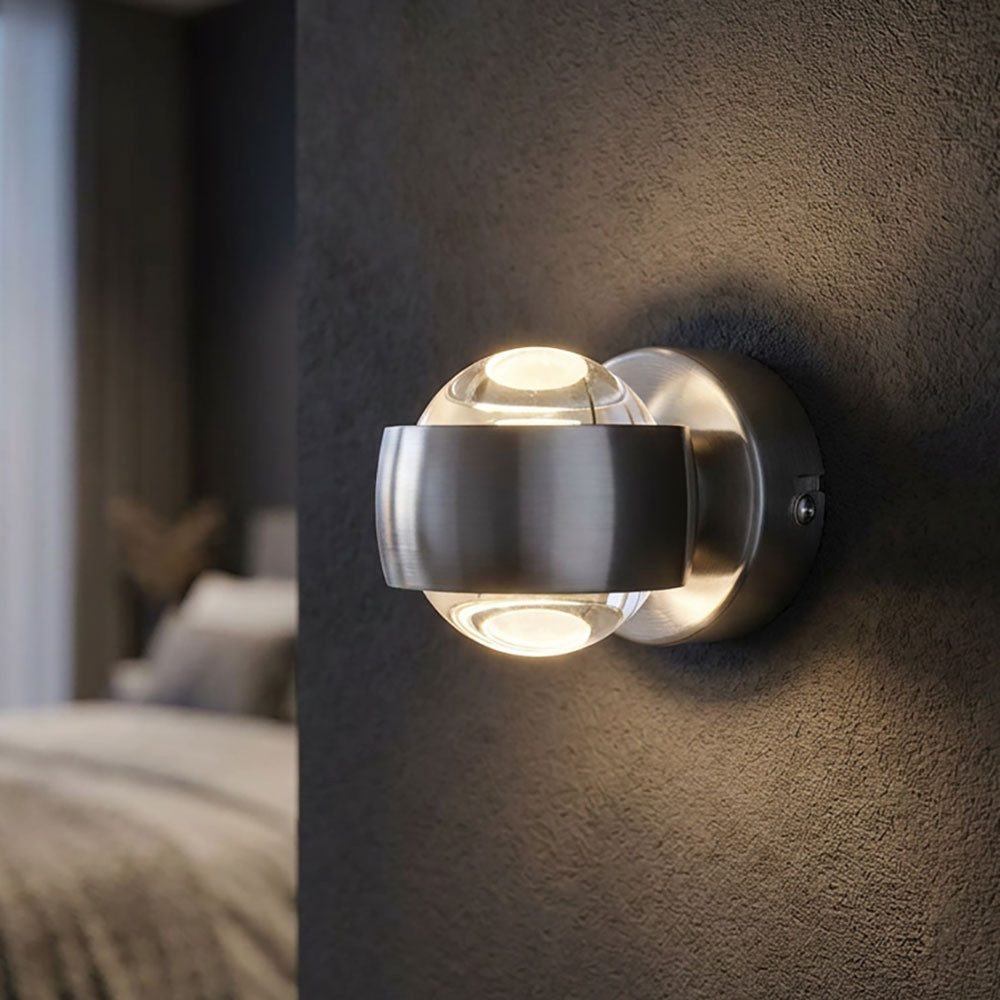 GLOBO LIGHTING LED Wandleuchte, LED-Leuchtmittel fest verbaut, Warmweiß, Wandleuchte Flurlampe Up Down Beleuchtung LED Glas Kugel