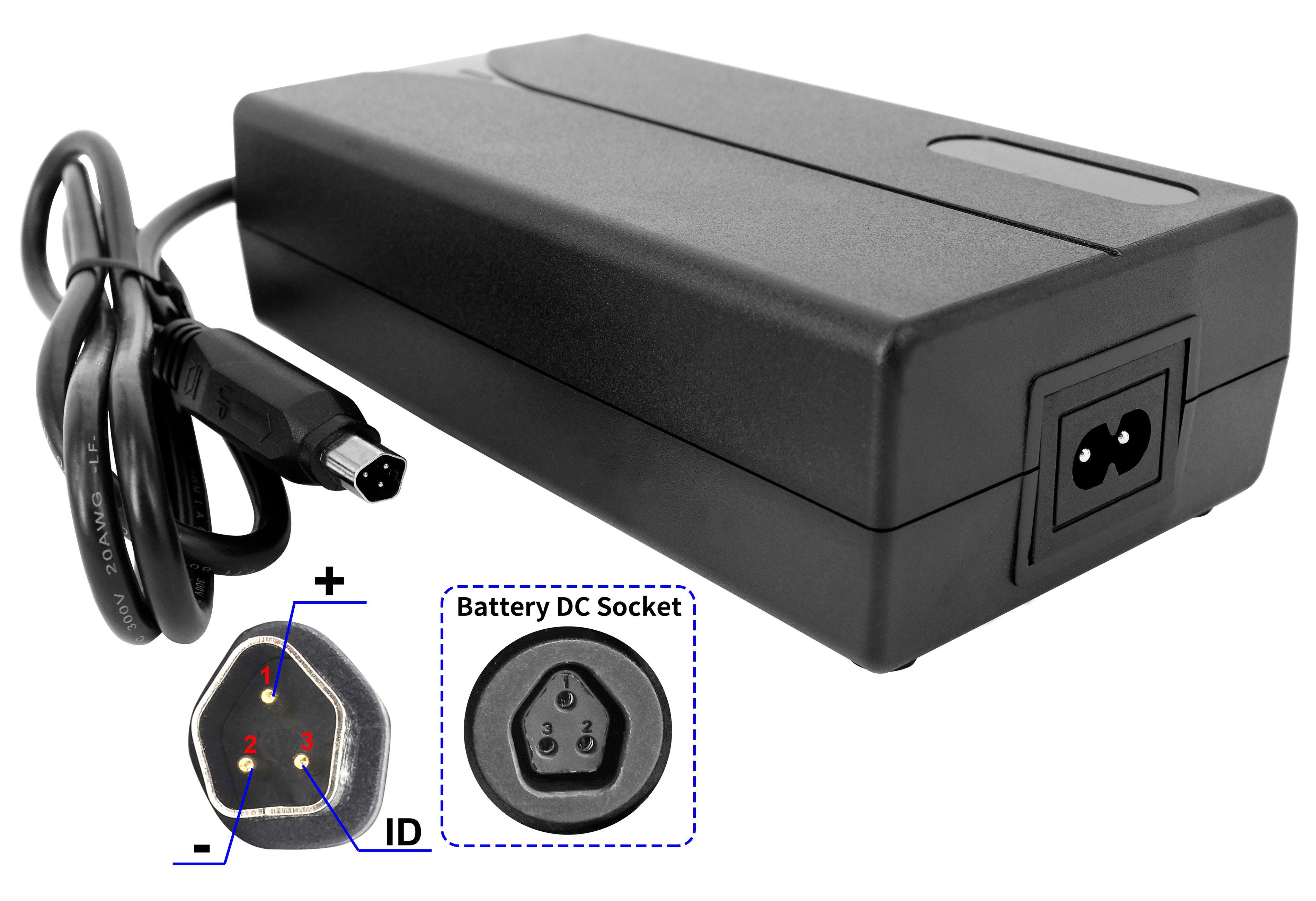 PowerSmart Batterie-Ladegerät (54.6V( 48V) 2A für Phylion JCEB480, Fischer Cortina Devron pedelec mit 3pin DZLM4820-N1)