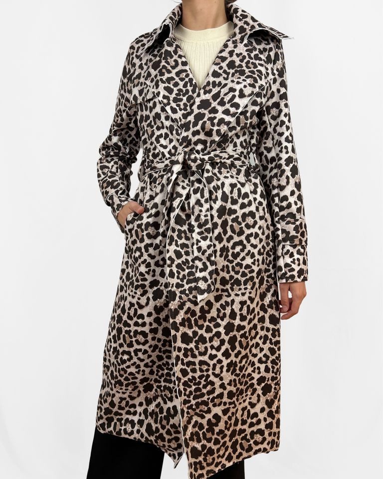 ITALY VIBES Lederimitatmantel - Mantel LEONORA - eleganter Mantel - Leo Print - ONE SIZE passt hier Gr. S-L