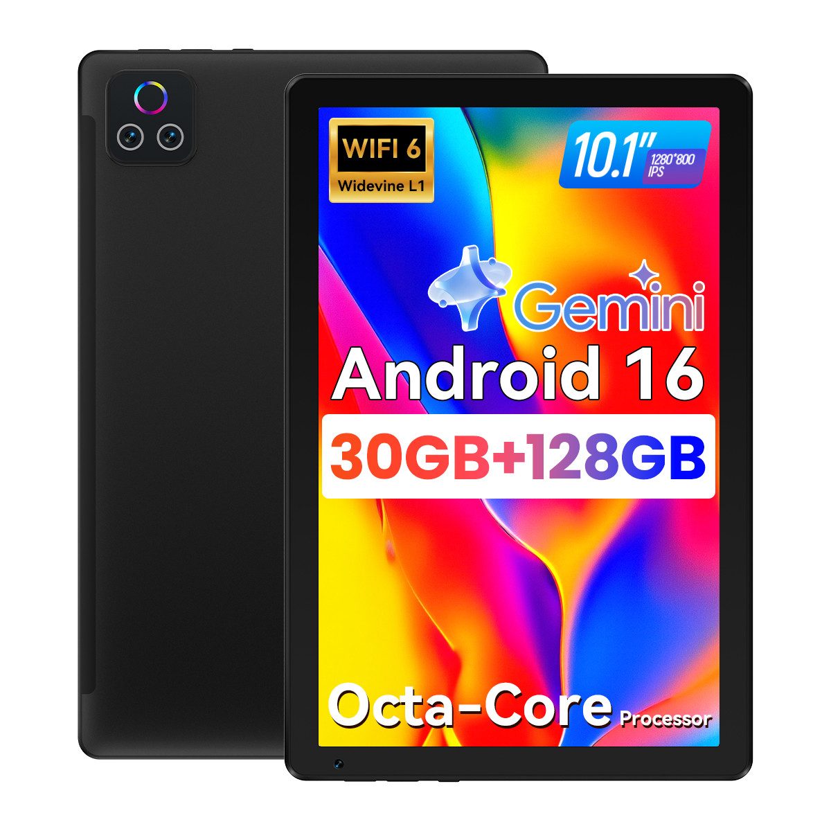BUFO 10 Zoll, 128GB+1TB Erweiterbar, 1280x800 IPS HD, Wifi 6, Android 16 Tablet (10", 128 GB, Android 16, WiFi 6)