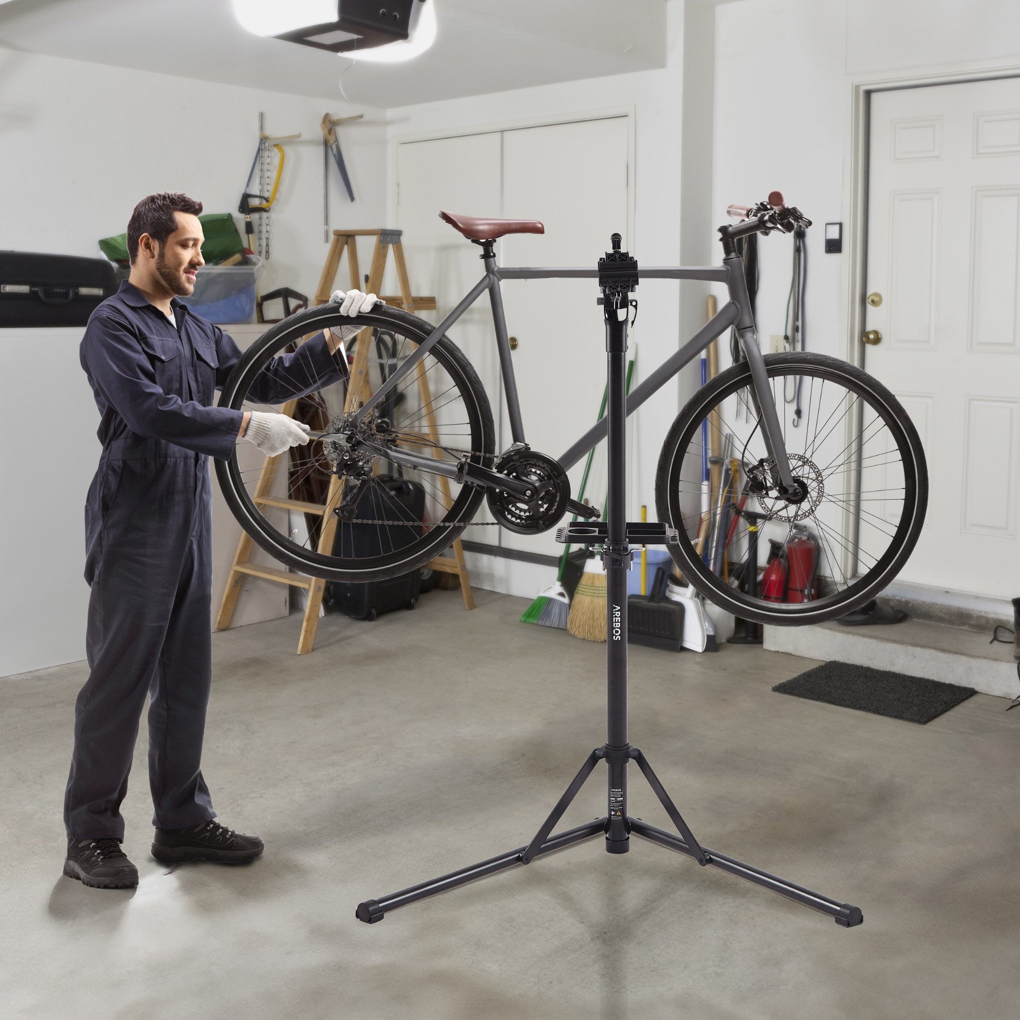 Arebos Fahrradständer +Tasche mit Schnelllösevorrichtungen 360° drehbar, Hohe Stabilität durch Dreiecksstruktur