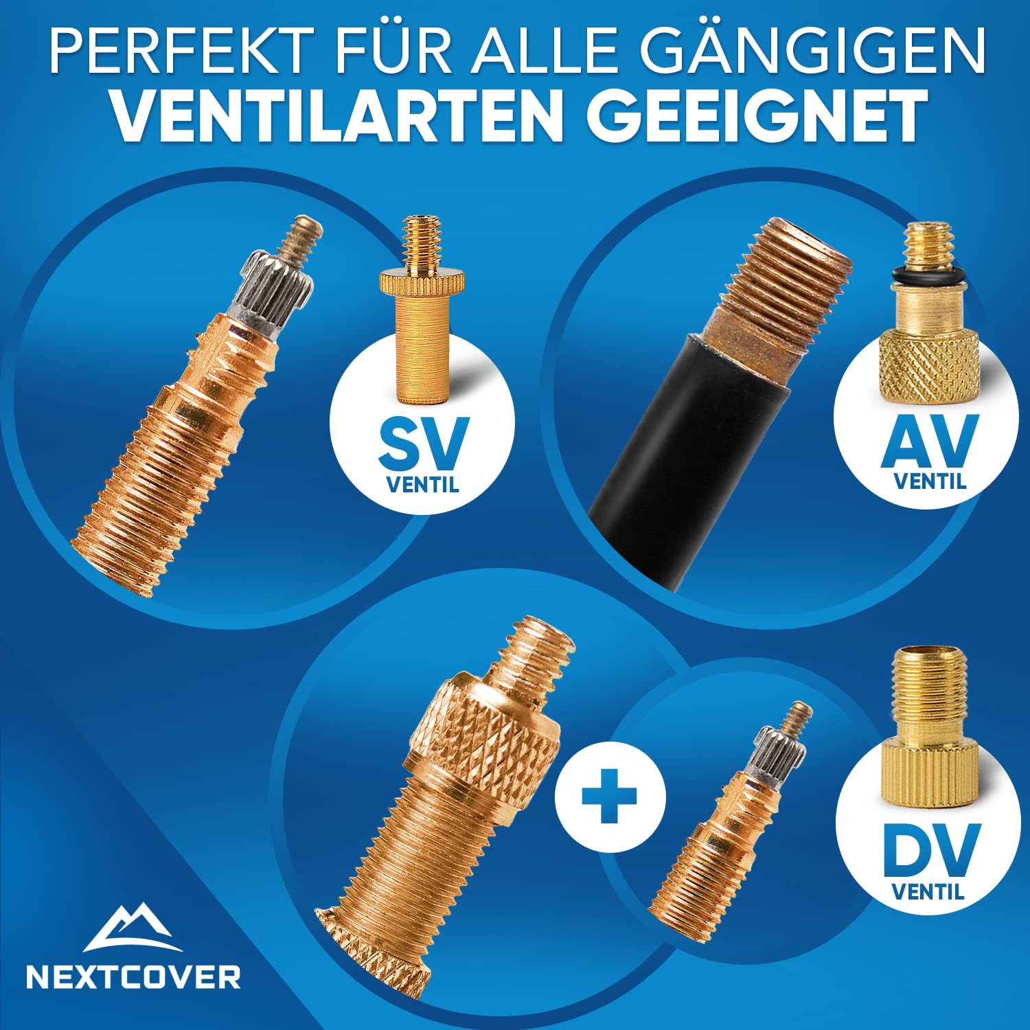 Nextcover Ventilkappe Nextcover Fahrradventil Adapter Set [15-teilig], (15-St) – Bild 2 von 5