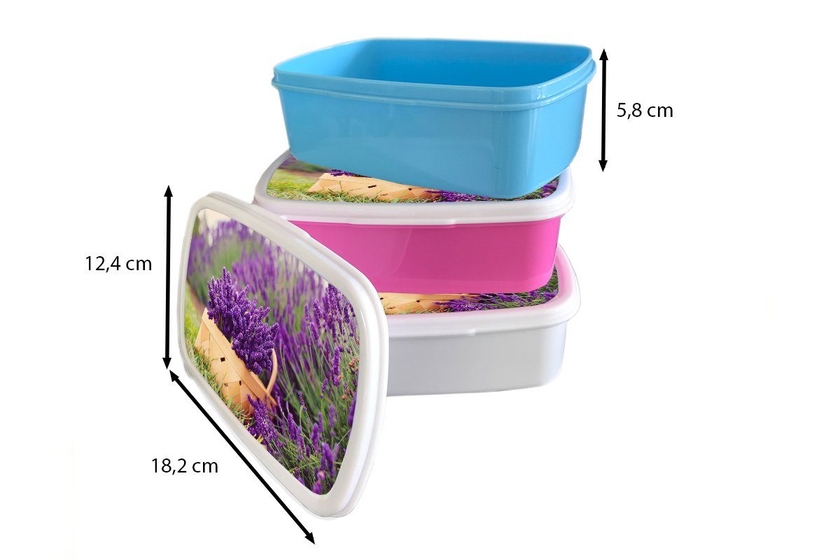 MuchoWow Lunchbox Frischer für einem Brotbox Brotdose Erwachsene, Kinder, Lavendel Kunststoff, Kunststoff Korb, rosa in Mädchen, Snackbox, (2-tlg)