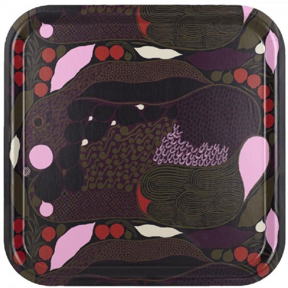 Tablett Marimekko Rusakko (32x32cm) Olive-Navy Blue-Red-Pink Tablett