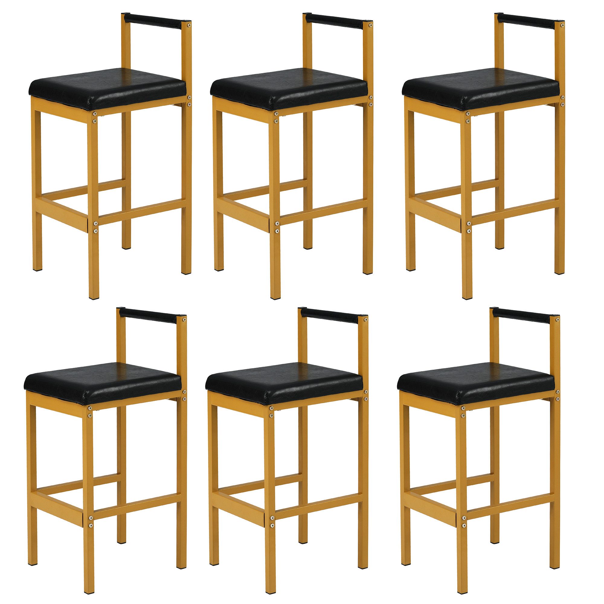 Barhocker mit Rückenlehne und Metallbeinen