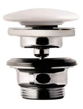 aquaSu Waschbeckenstöpsel, Ø 7.1 cm (1 St., Pop-Up-Ventil), Pop-Up Ventil in Weiß, Verschließbar durch Herunterdrücken, 226264