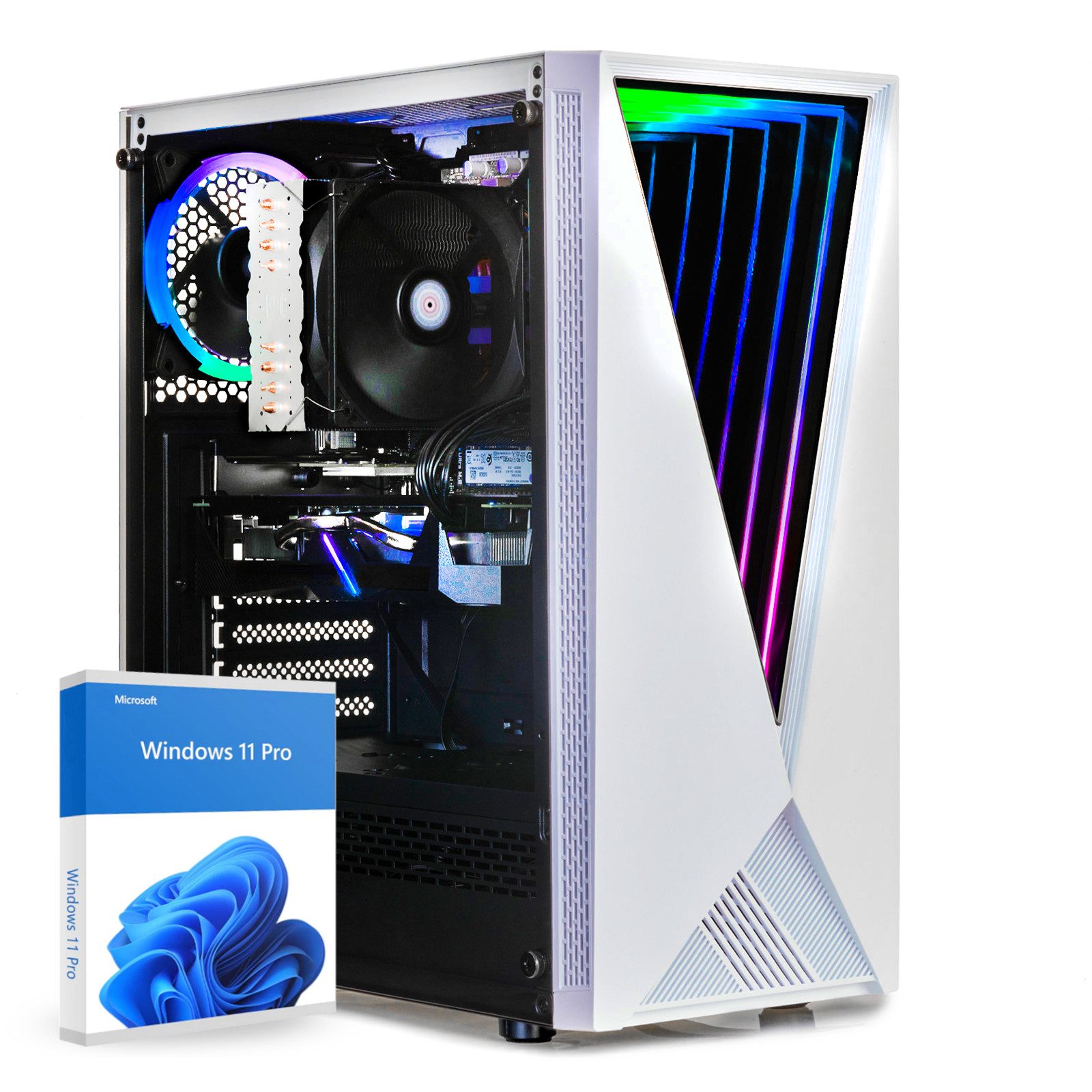 dcl24.de RGB Gaming-PC (AMD Ryzen 3 3200G, AMD Radeon Graphics, 16 GB RAM, 500 GB SSD, Luftkühler, WLAN, Windows 11 Pro)