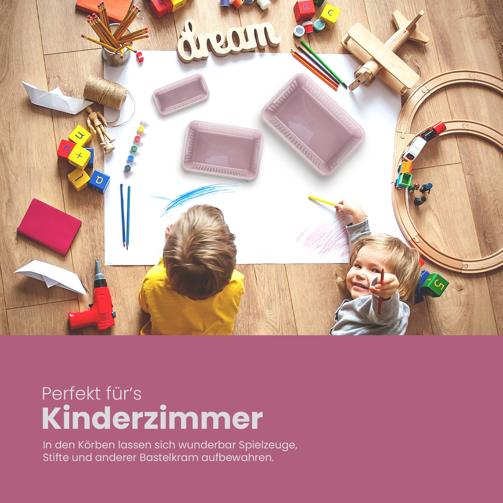 Pro Home Aufbewahrungskorb Modularer Kunststoffkorb Kunststoff Box (4 St), Aufbewahrungsbox mit Griffen - BPA-Frei - Organizer Körbchen Bad Küche – Bild 5 von 5