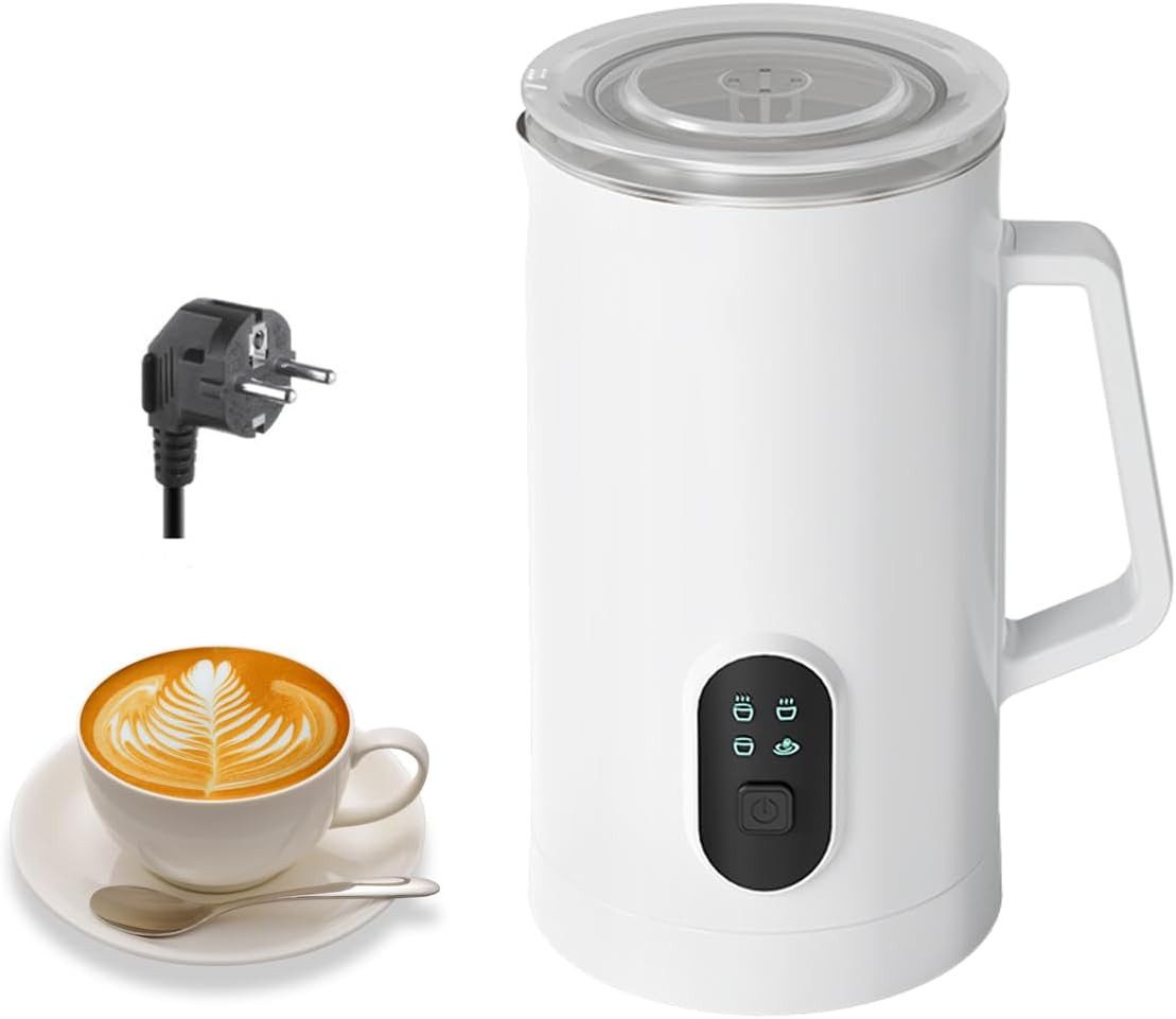 AURIVION Milchaufschäumer 4-in-1 elektrischer Milchaufschäumer 350ml aus Edelstahl, 400 W, Automatischer Milchschäumer für heißen & kalten Milchschaum