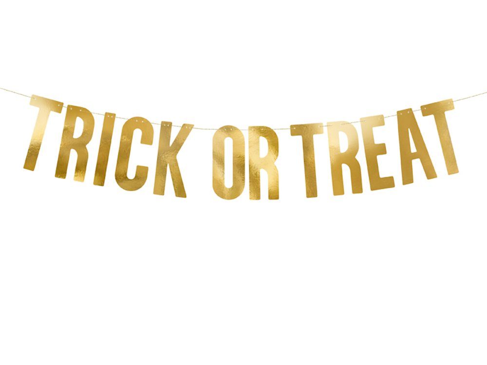 partydeco Girlande Banner Trick or Treat, gold, 12 x 80 cm