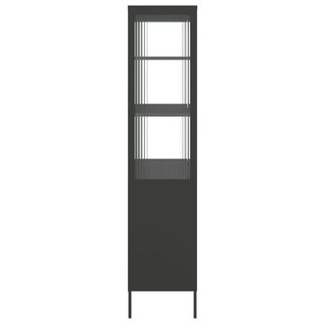 furnicato Sideboard Highboard Schwarz 90x40x180 cm Glas und Stahl