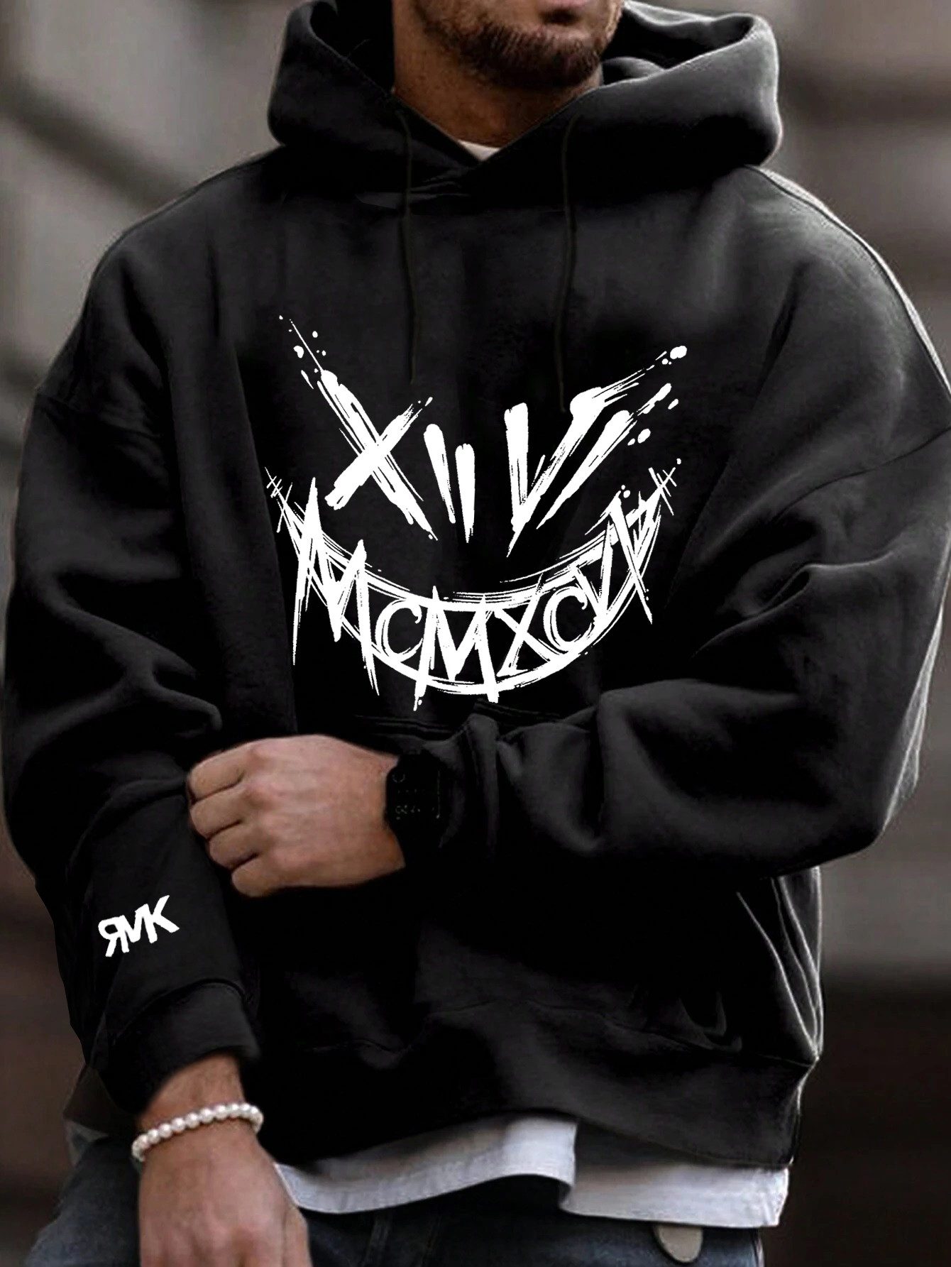 RMK Hoodie Herren Kapuzenpullover Pullover Winter Langarm Smile Smiley mit Baumwolle