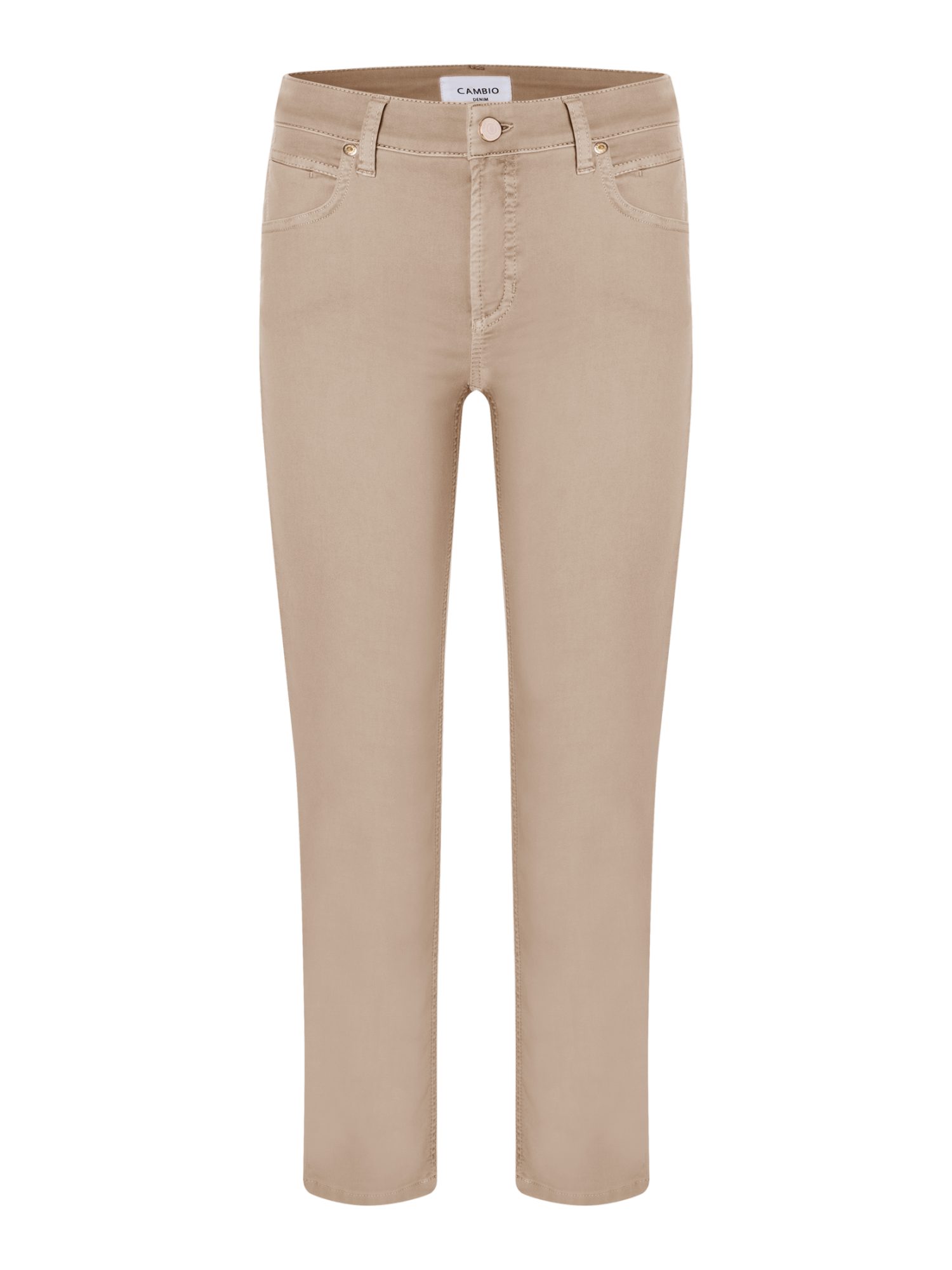 Cambio Stretch-Hose natur, Casual, Baumwolle, Unifarben, Regular Fit, Mittel