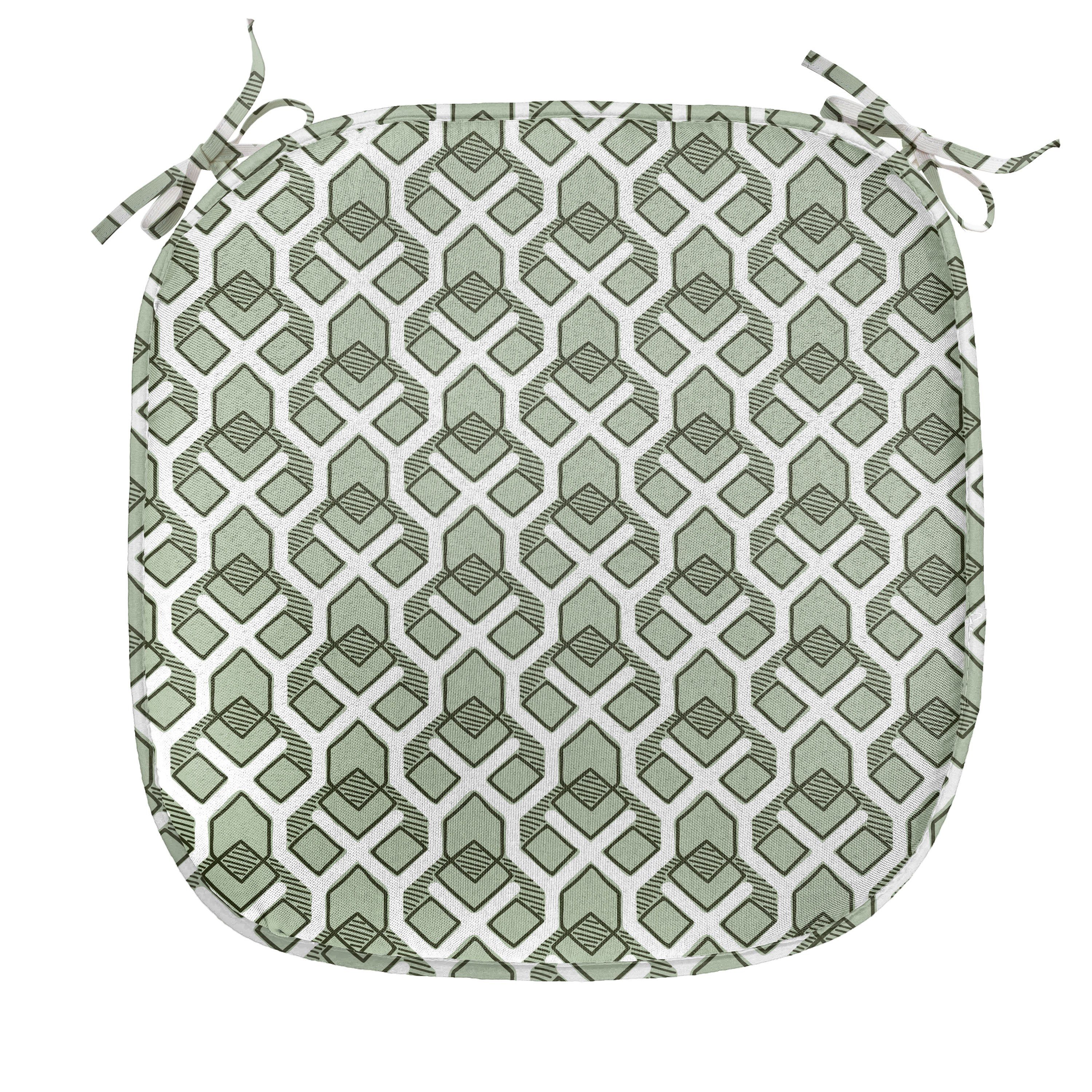 Abakuhaus Stuhlkissen Dekoratives wasserfestes Kissen mit Riemen für Küchensitze, Geometrisch Vintage Rhombus Stripes