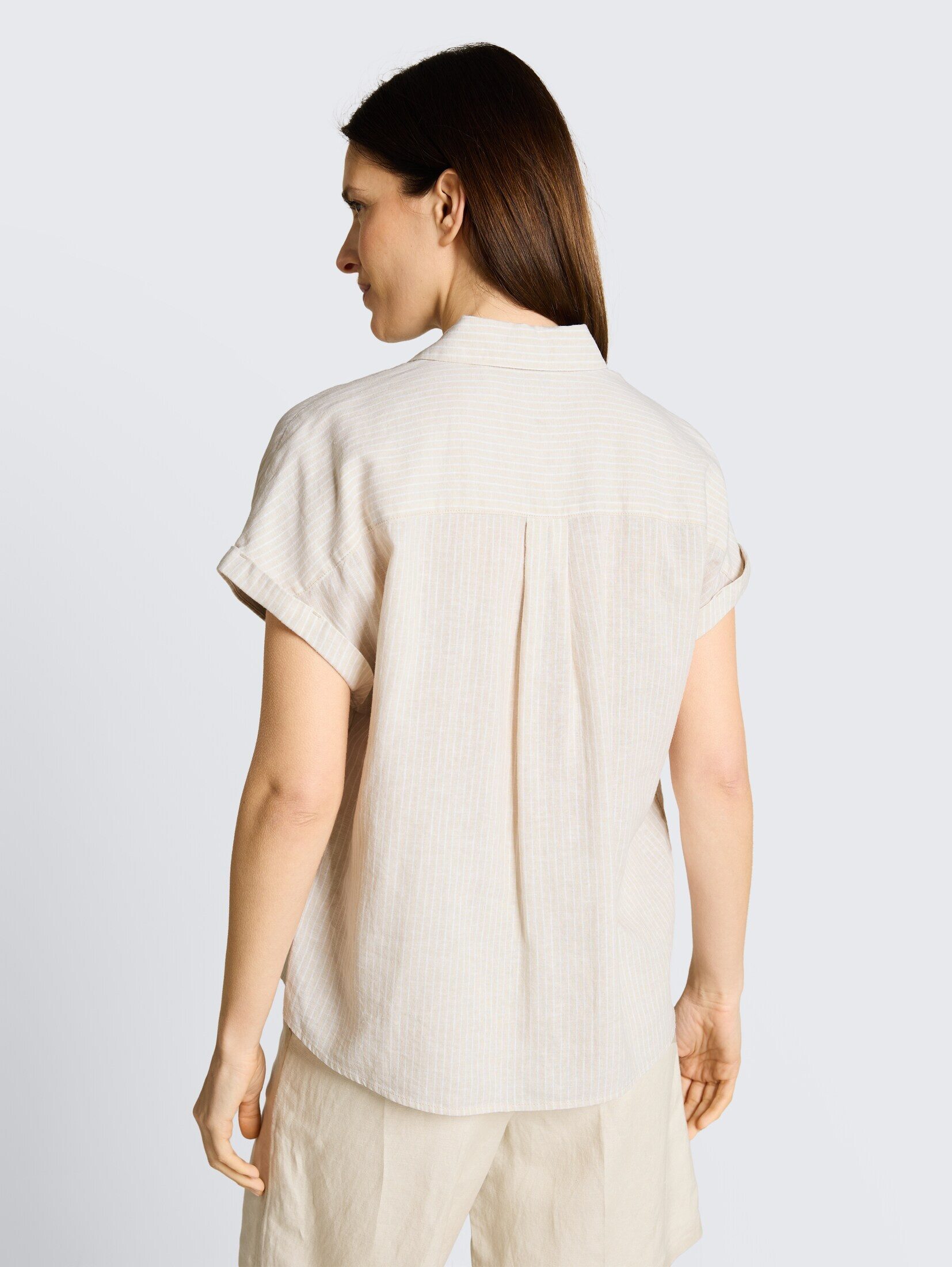 TOM TAILOR Kurzarmbluse Blusen & Shirts Loose Fit Bluse mit Leinenanteil