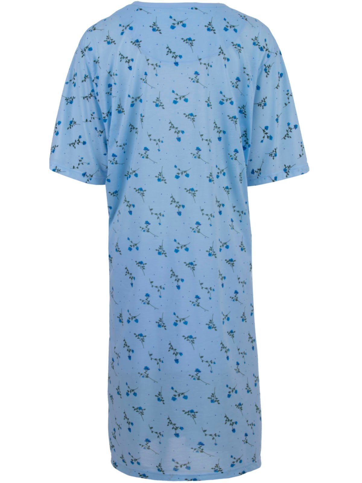 Nachthemd - Blumen Kurzarm Nachthemd blau 3XL-6XL Lucky