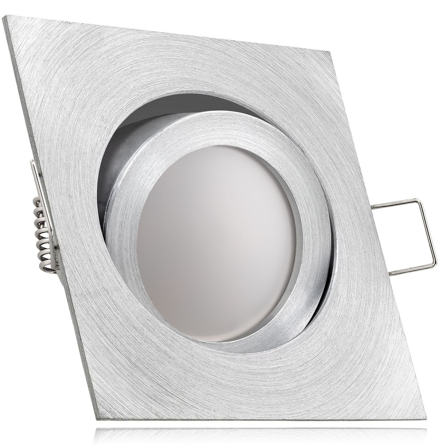LEDANDO LED Einbaustrahler LED Einbaustrahler Set Aluminium natur mit 4000K LED GU10 Markenstrahl