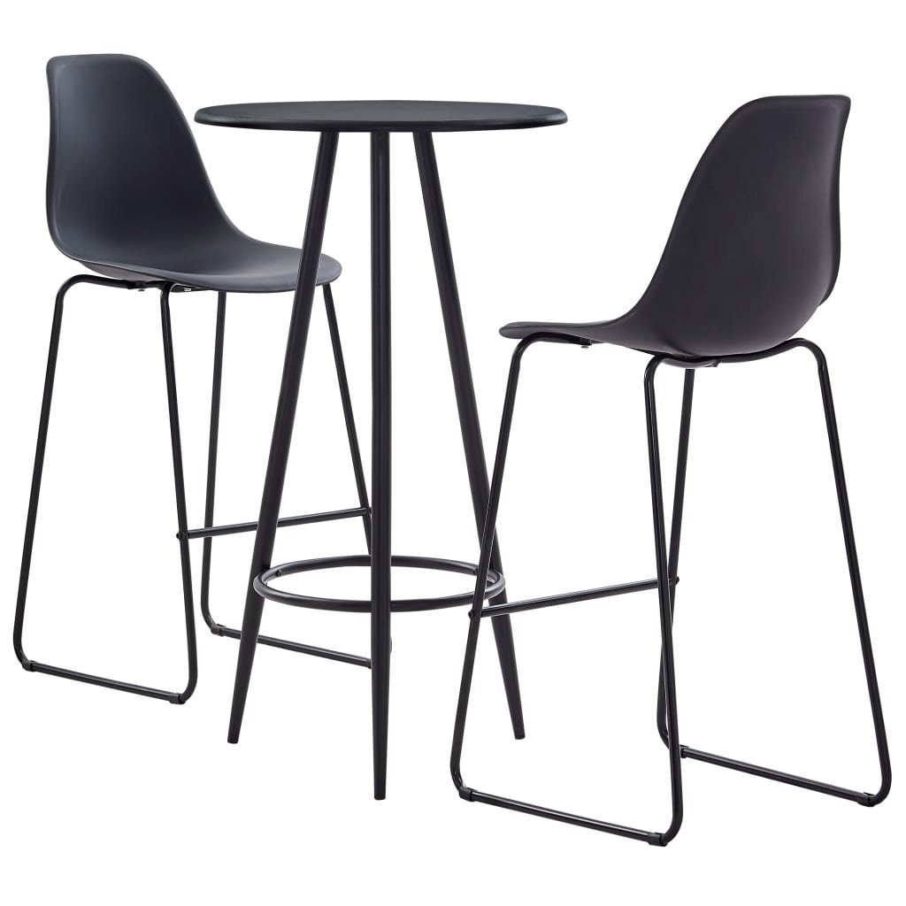 vidaXL Essgruppe 3-tlg. Bar-Set Kunststoff Schwarz, (3-tlg)