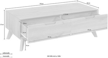 andas Couchtisch Pandrup, mit 2 Schubkasten, in verschiedenen Farben erhältlich, Höhe 37 cm