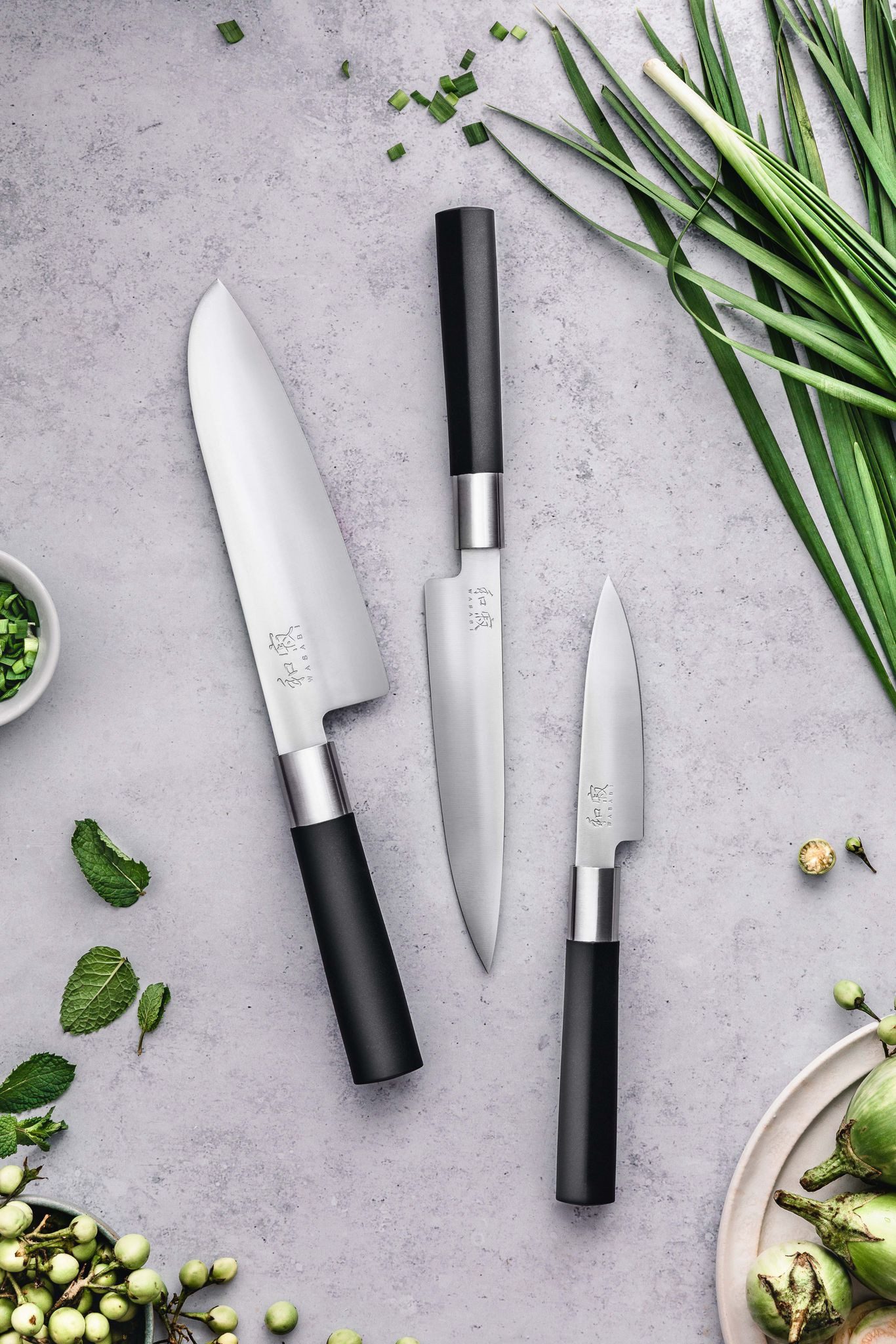 KAI Messer-Set Wasabi Black Messerset 67-W19 (Spar-Set, 3-tlg)