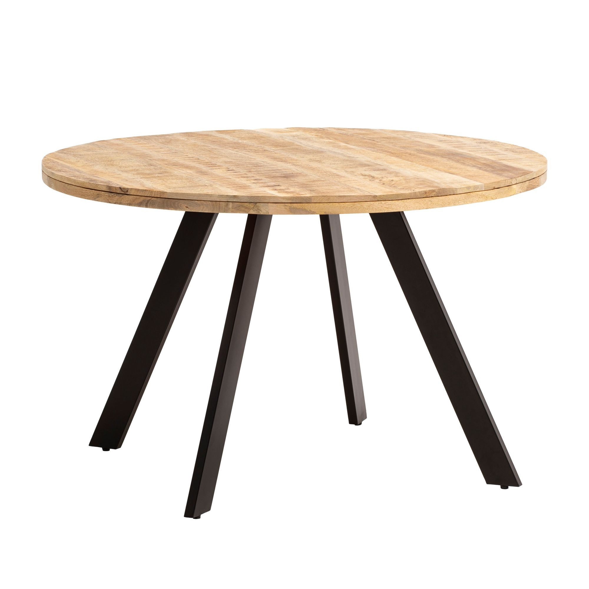 Wohnling Esstisch WL7.054 Esszimmertisch 120 cm Mango Holz Massiv Küchentisch Rund (Modern, Mango Massivholz Rund, 120x120x76 cm), Holztisch Esszimmer Modern, Esszimmertisch Klein
