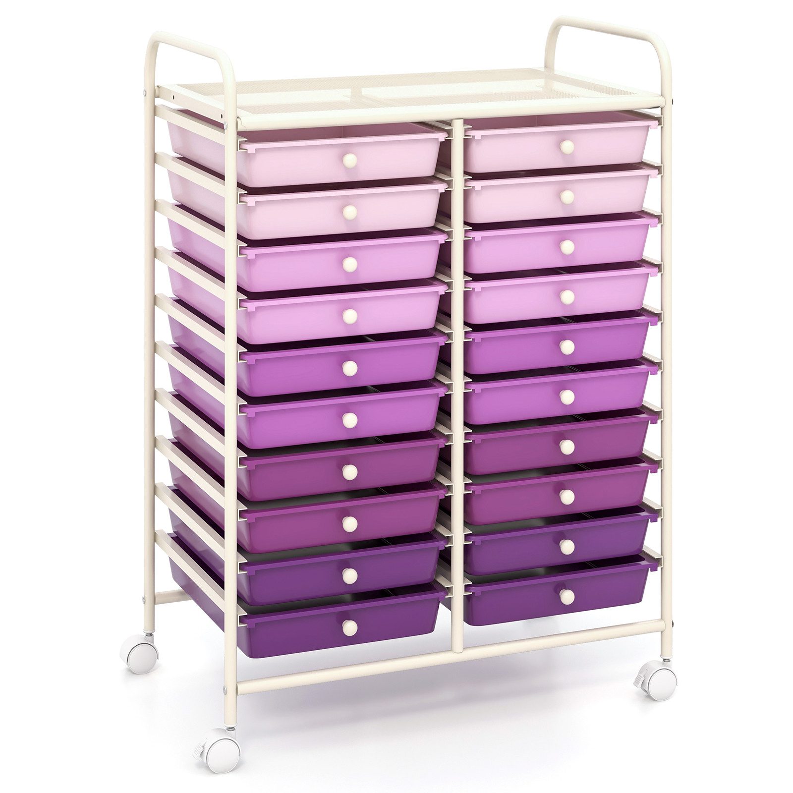 COSTWAY Rollwagen, mit 20 stapelbaren Schubladen & Metallrahmen, 63x39x88cm