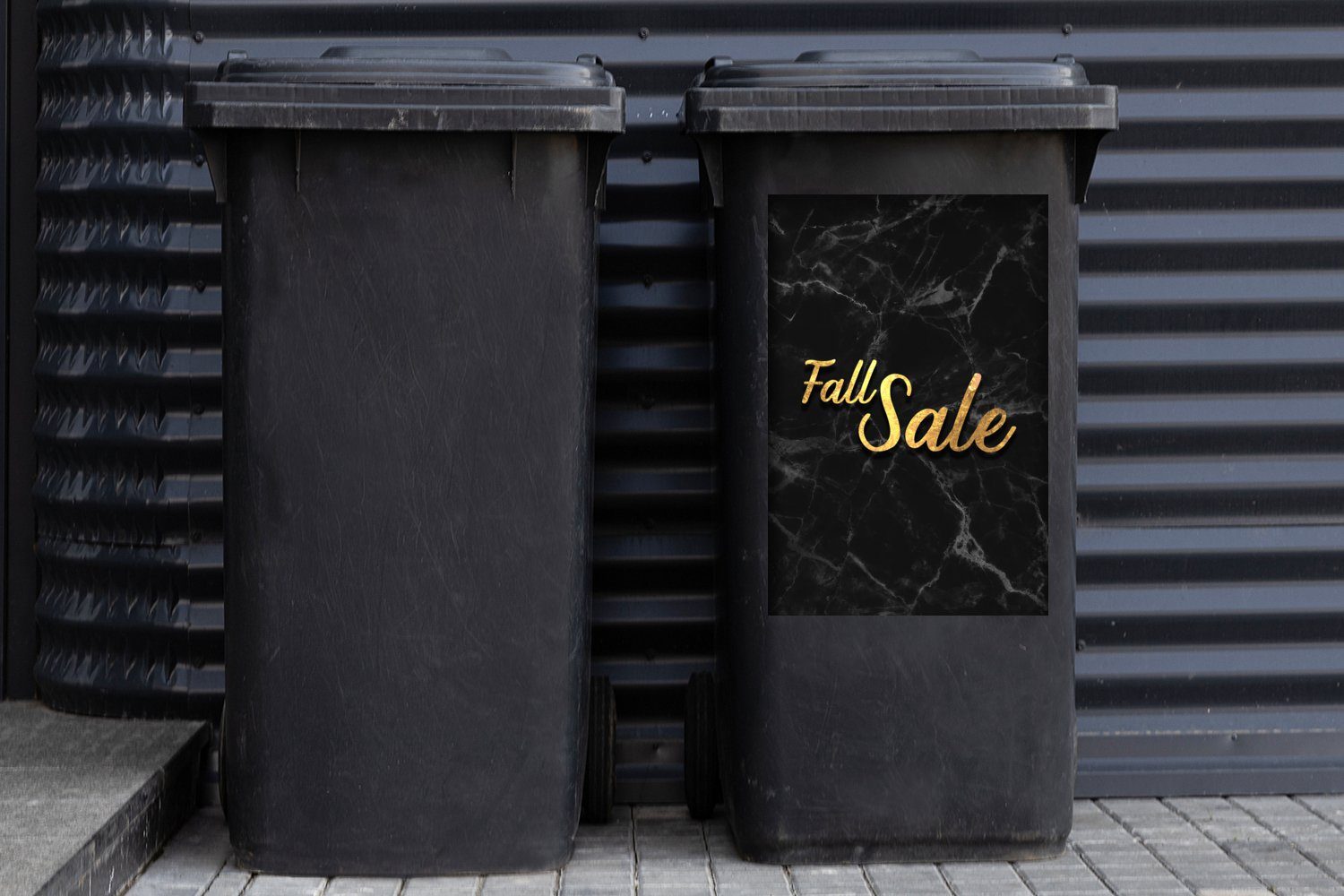 Mülltonne, Abfalbehälter Sticker, St), Verkauf - MuchoWow (1 - Wandsticker Herbst Container, Mülleimer-aufkleber, Marmor Gold -