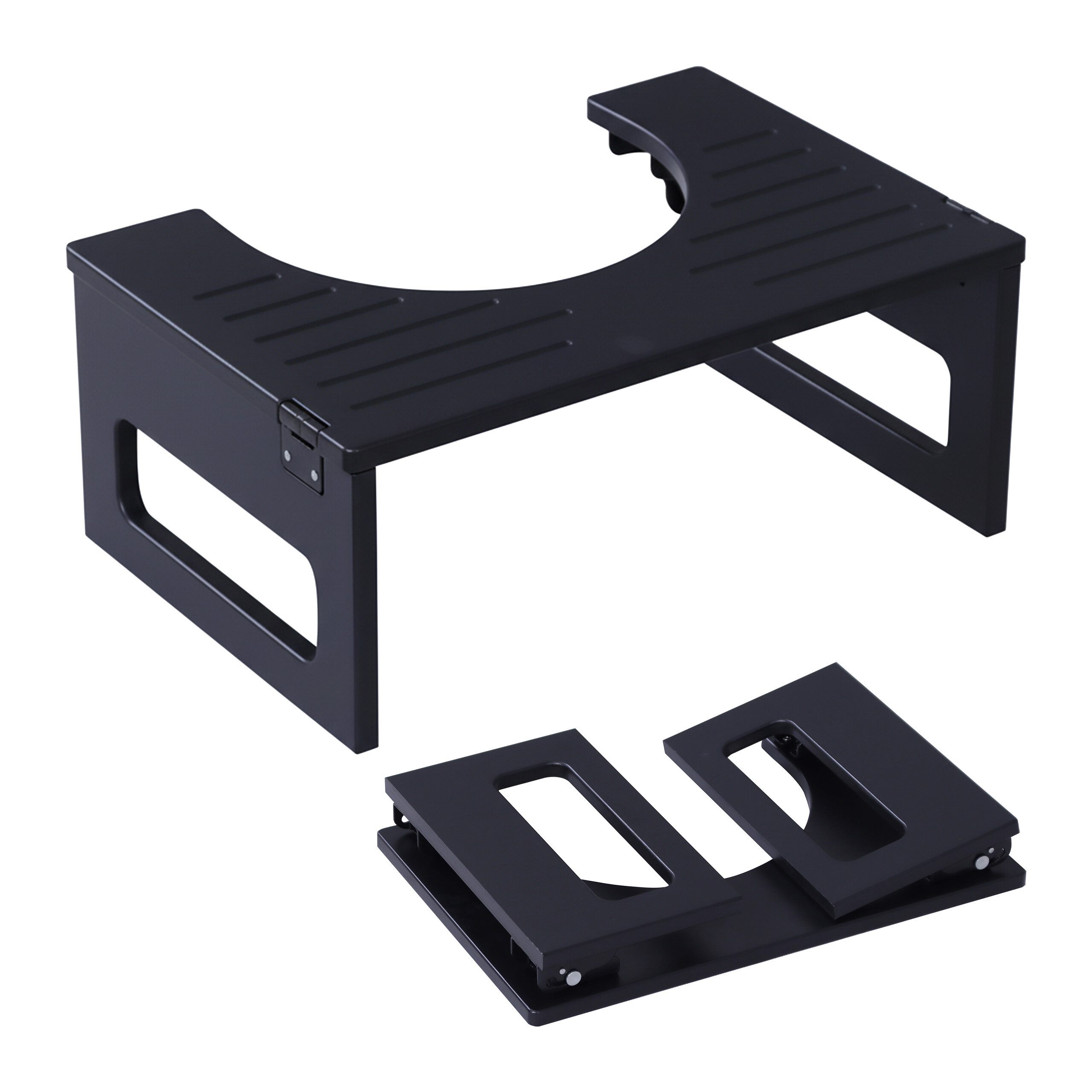 relaxdays Badhocker Klappbarer Toilettenhocker aus Bambus, schwarz