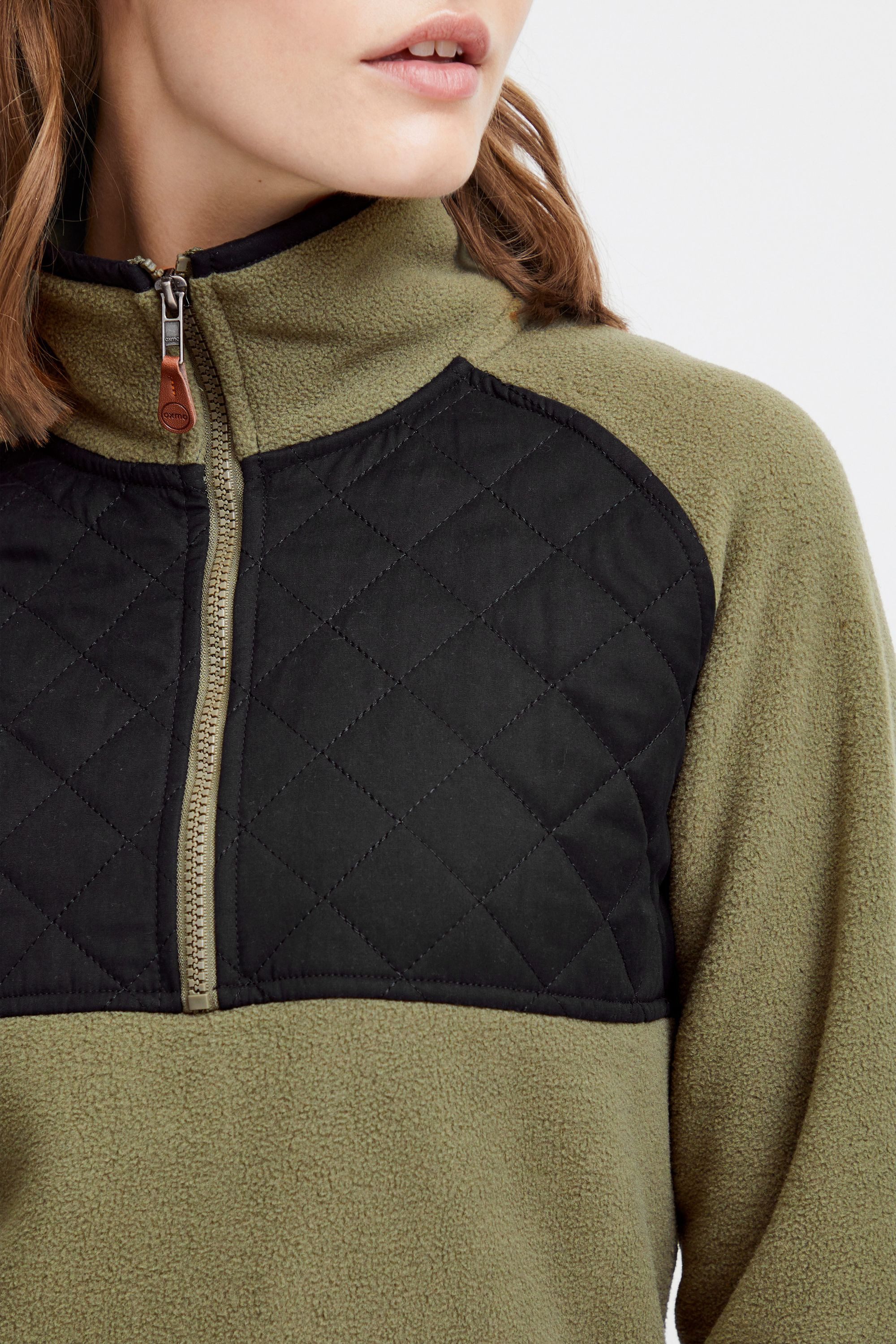OXMO Sweatshirt OXMalita Fleece Troyer mit Stepp-Detail