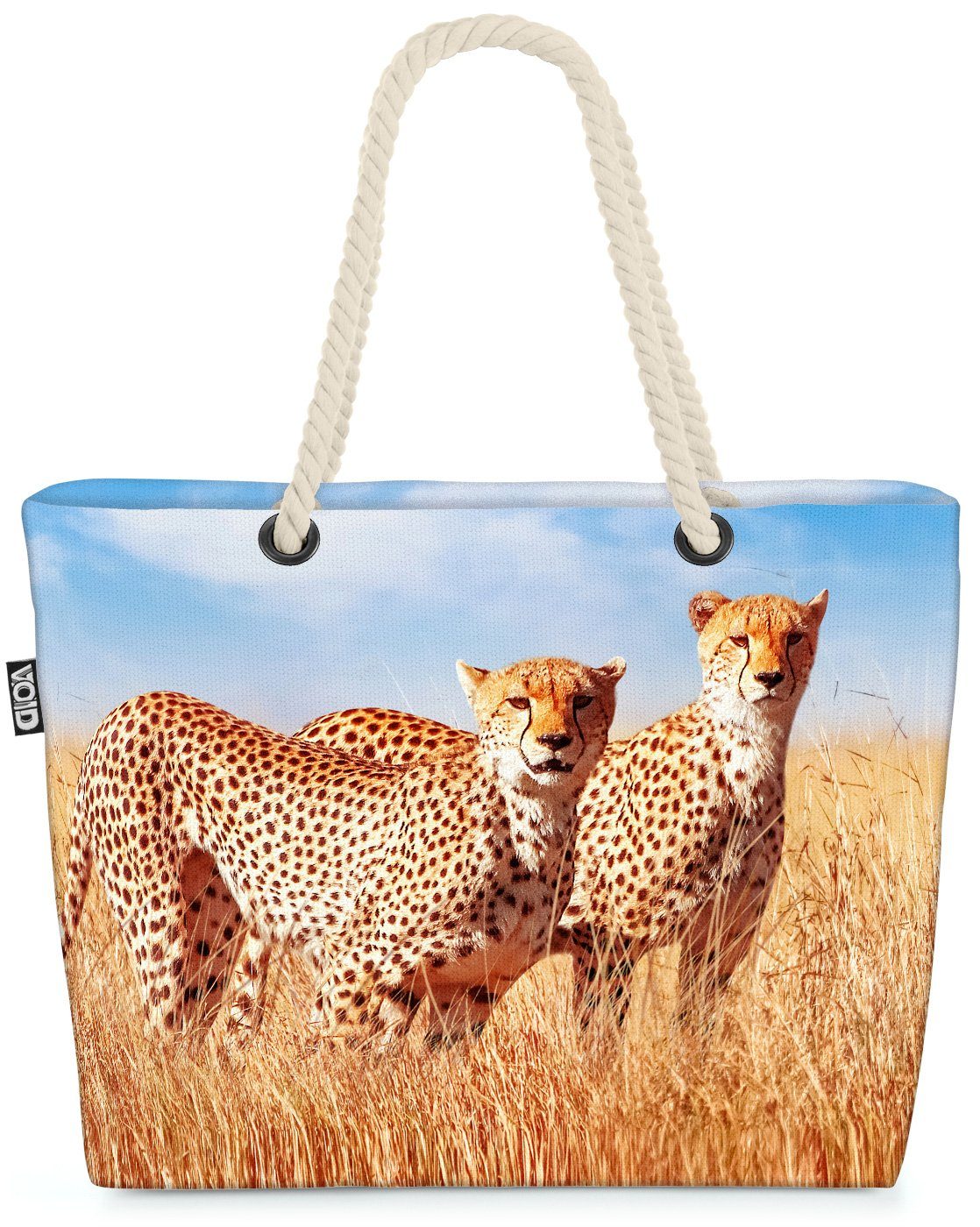 VOID Strandtasche (1-tlg), Gepard Steppe Beach Bag Gepard Leopard Tiger Safari Dschungel Afrika Indien