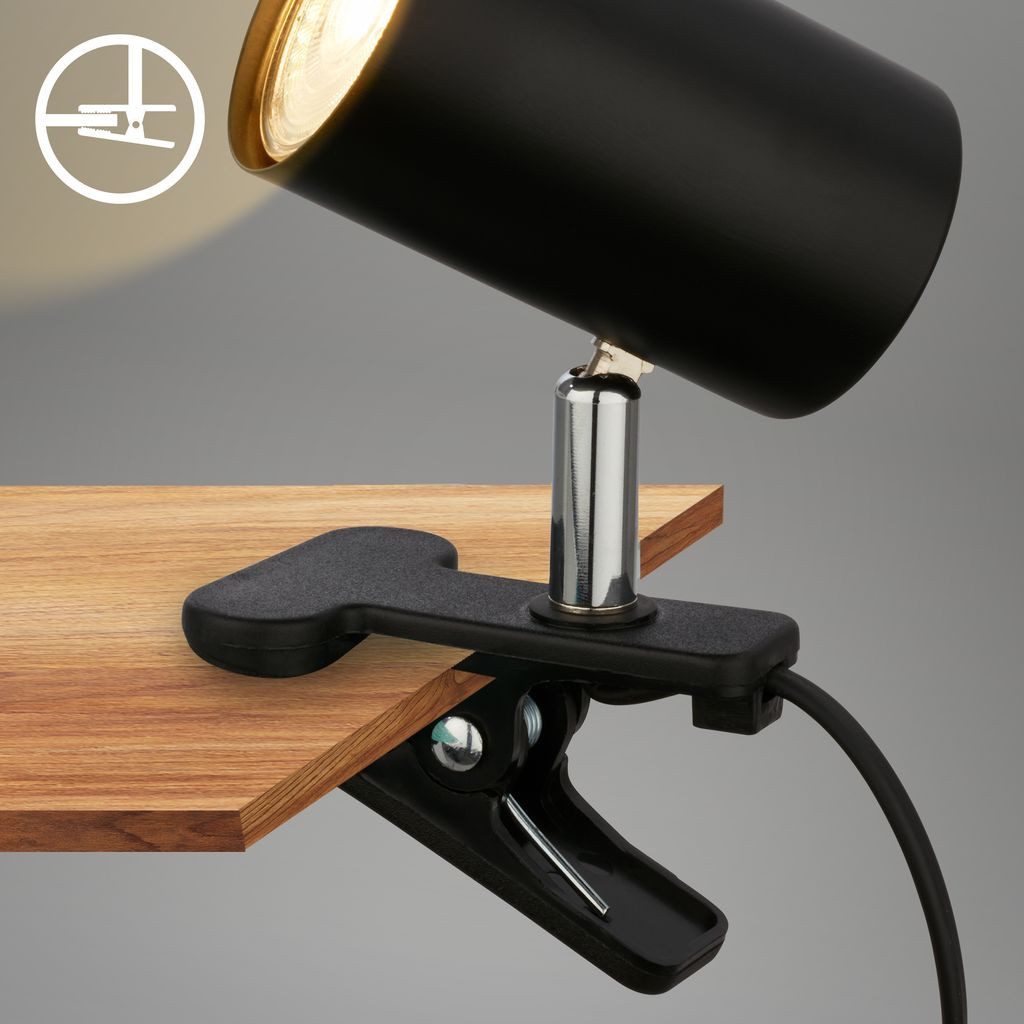 Briloner Leuchten Tischleuchte 2766015, ohne Leuchtmittel, 2700K - Extra-Warmweiß, Leselampe 16,5x6,5x12cm Schwarz GU10 max. 9 W Bettlampe Schreibtisch
