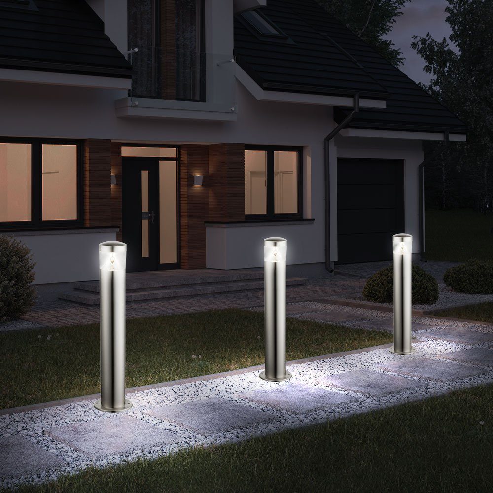 Set fest Edelstahl etc-shop verbaut, 2er Stand Leuchten Terrassen Strahler LED Steh Warmweiß, LED-Leuchtmittel LED Außen Außen-Stehlampe,