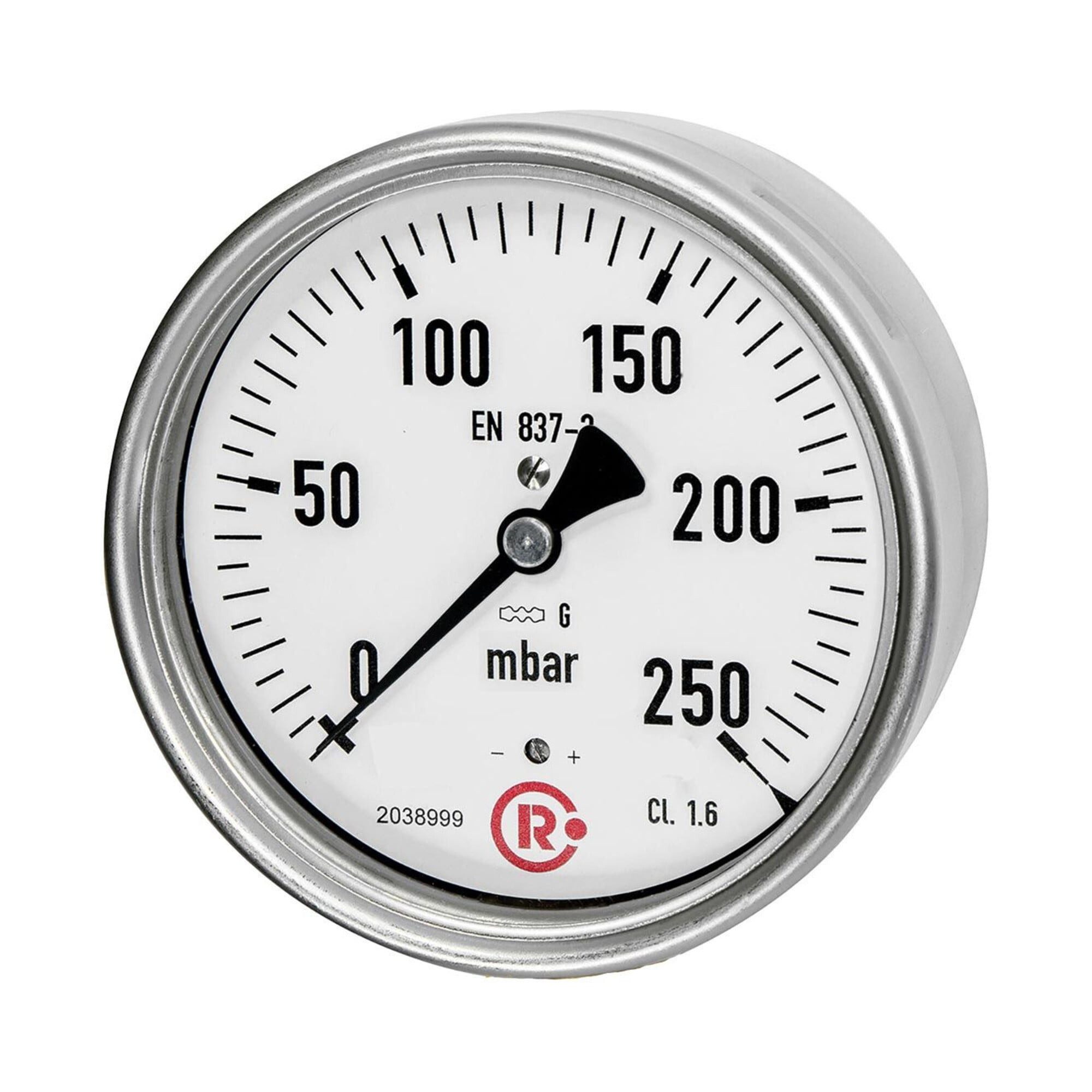 RIEGLER Reifenfüllmessgerät Riegler Kapselfedermanometer, G 1/2 hinten zentrisch, 0 - 250 mbar, Ã˜