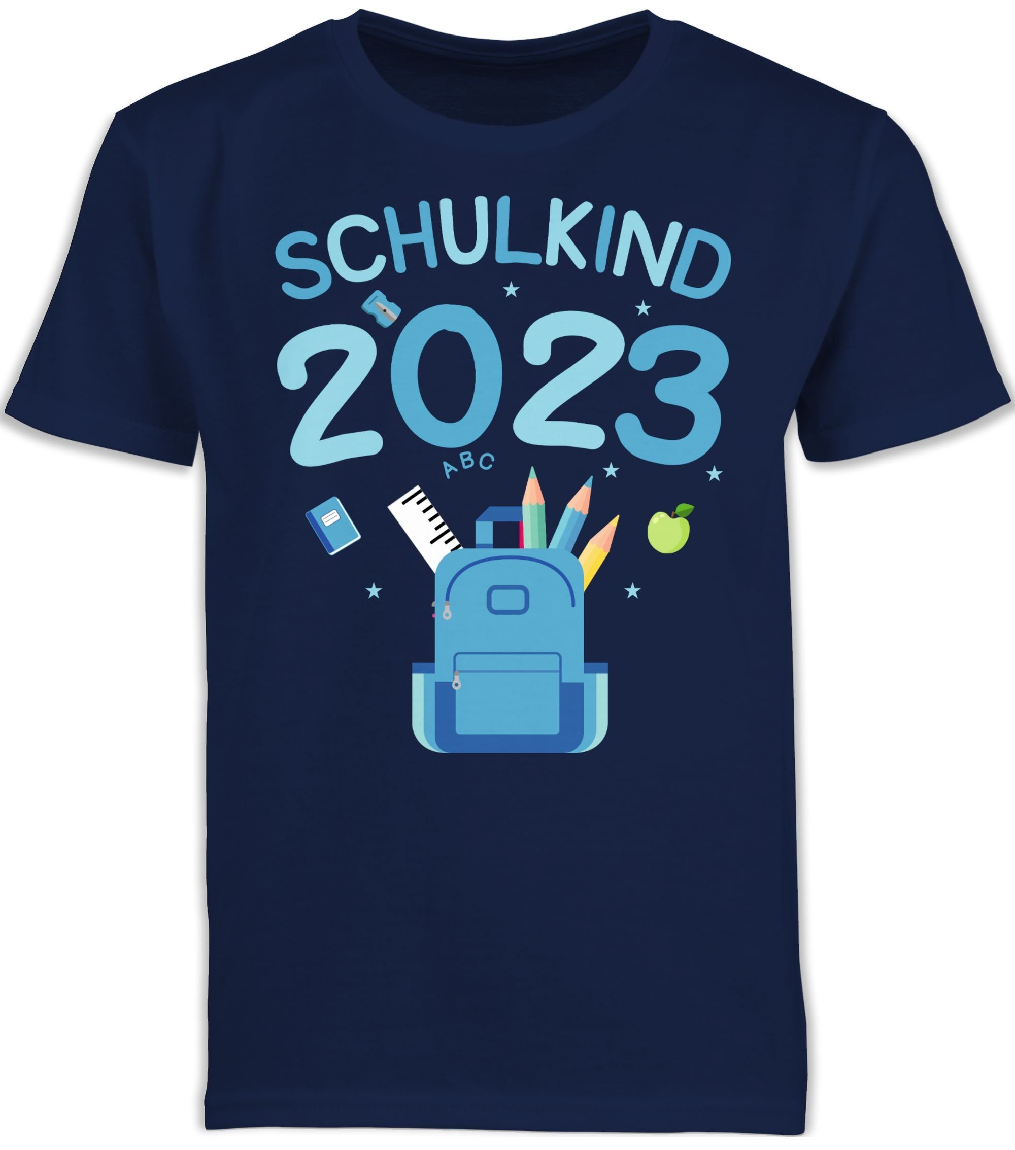 Schulanfang 2023 Shirtracer Geschenke Junge Schulkind Navy Blau 1 Einschulung I T-Shirt