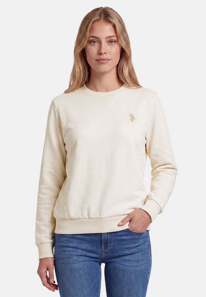 U.S. Polo Assn. Rundhalspullover USZoee – Damen Sweatshirt mit Rundhalsausschnitt Weiche Baumwollmischung, femininer Schnitt und Logo-Stickerei